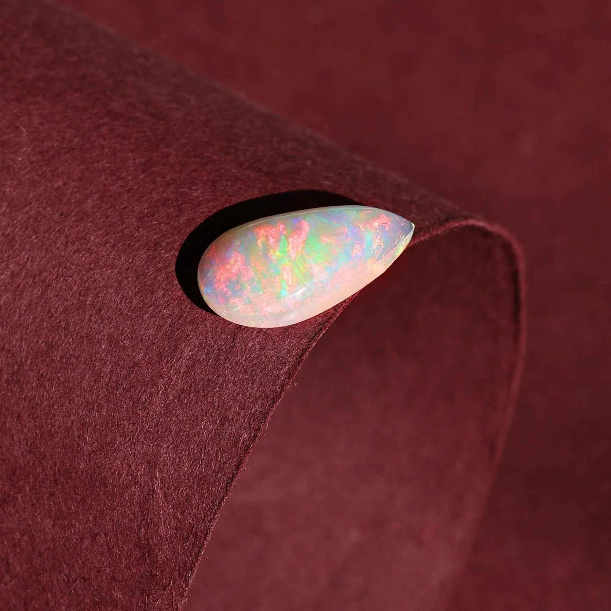 2.80 Carat White Ethiopian Opal Cabochon: Fire Opal Gemstone, October Birthstone loose gemstones
