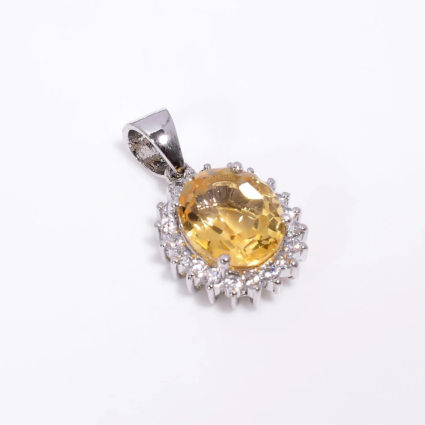 Handmade Citrine Pendant: 925 Sterling Silver Oval Gemstone