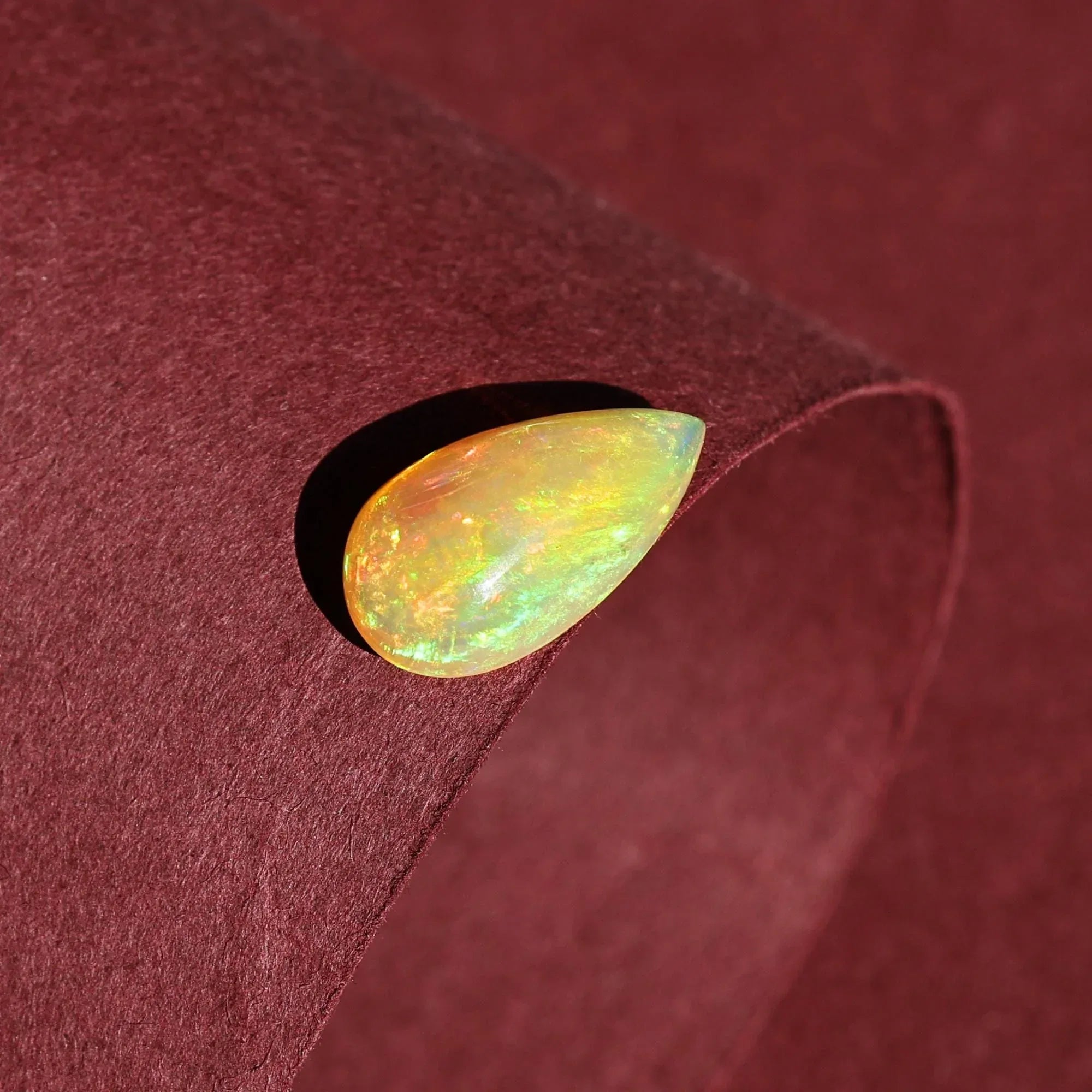 Natural AAA+ Grade Ethiopian Opal Pear Shape Gemstone 4.15 Carat Rainbow Fire Wholesale Supply loose gemstones