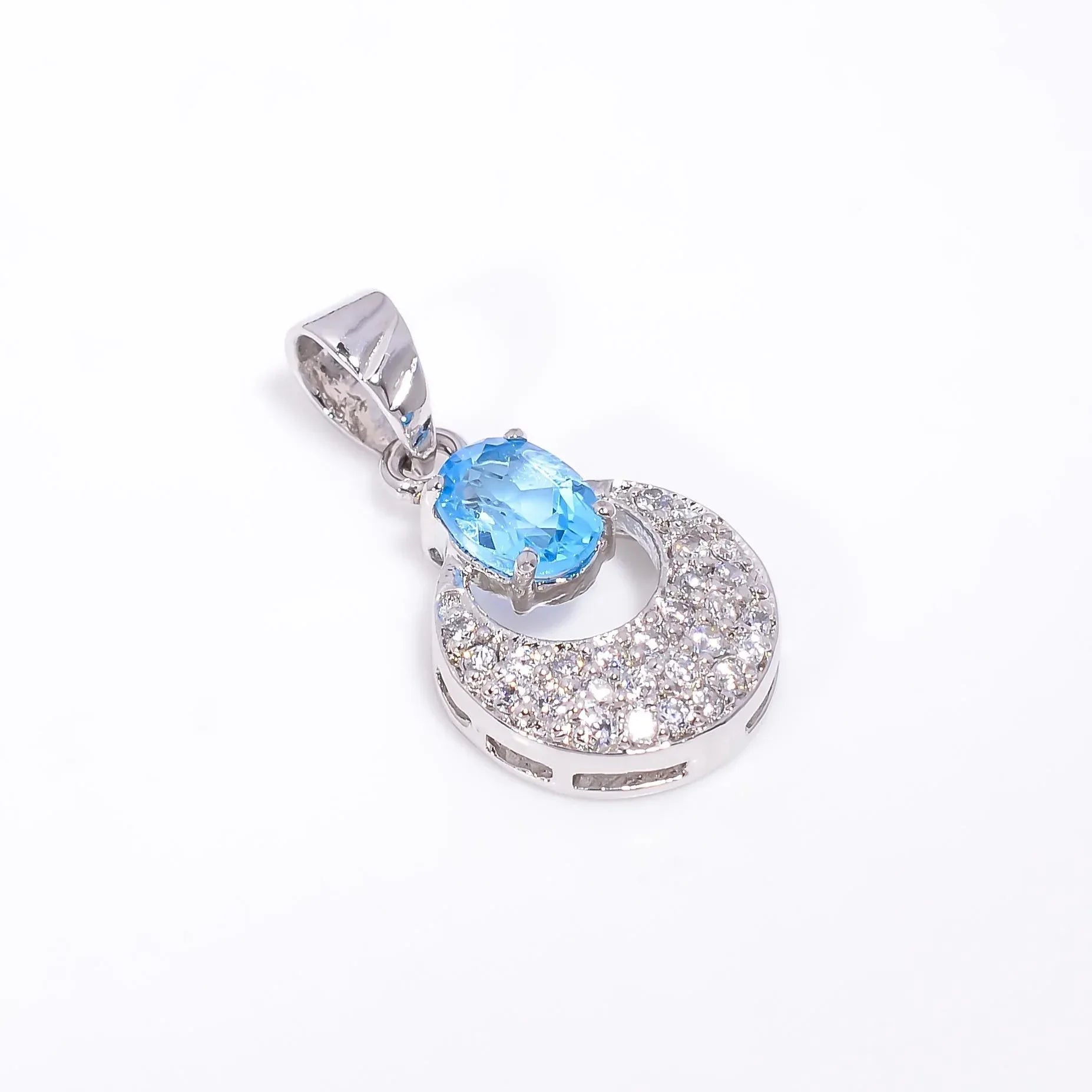 Sky Blue Topaz Pendant: 925 Sterling Silver Moon Jewelry