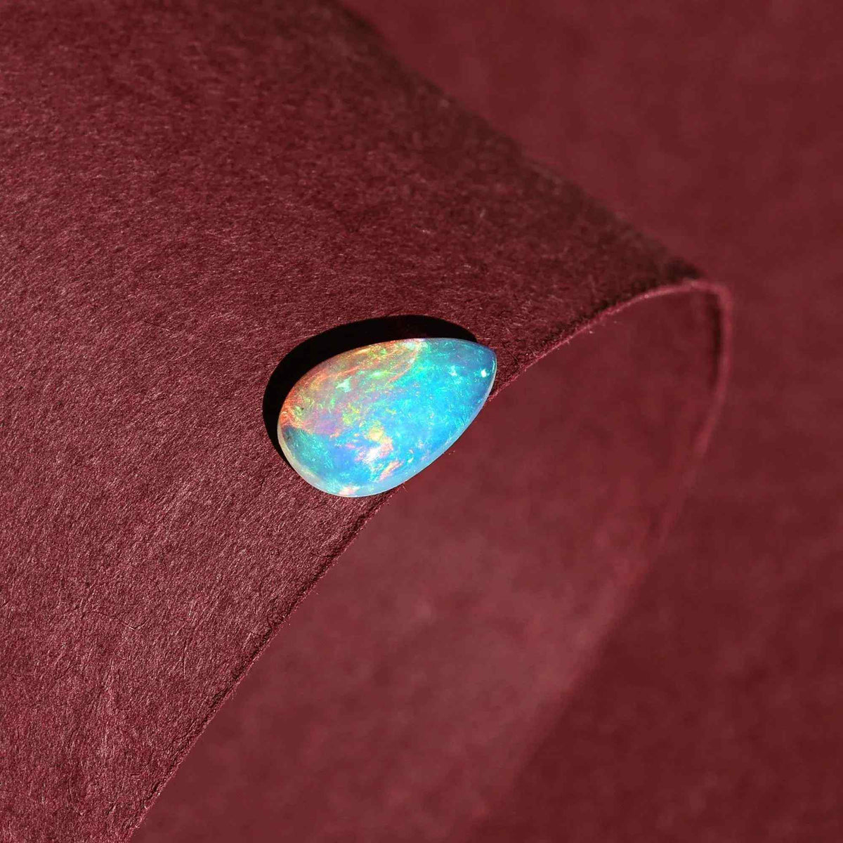 Ethiopian White Opal Cabochon: 1.25 Carat Pear-Shaped Gemstone Loose Gemstones