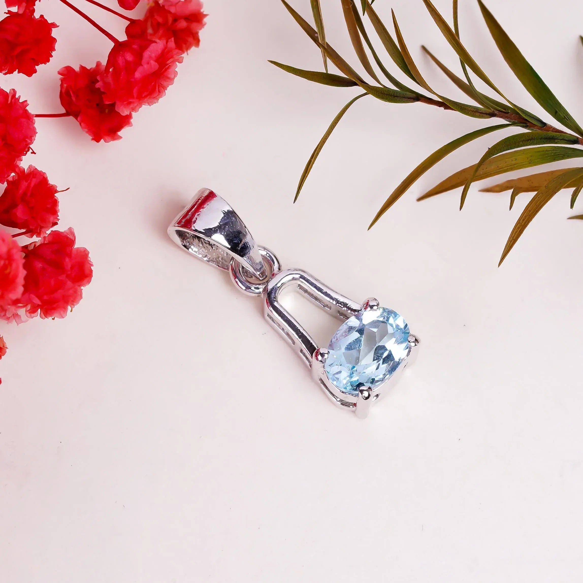 Sterling Silver Sky Blue Topaz Pendant: December Birthstone Jewelry