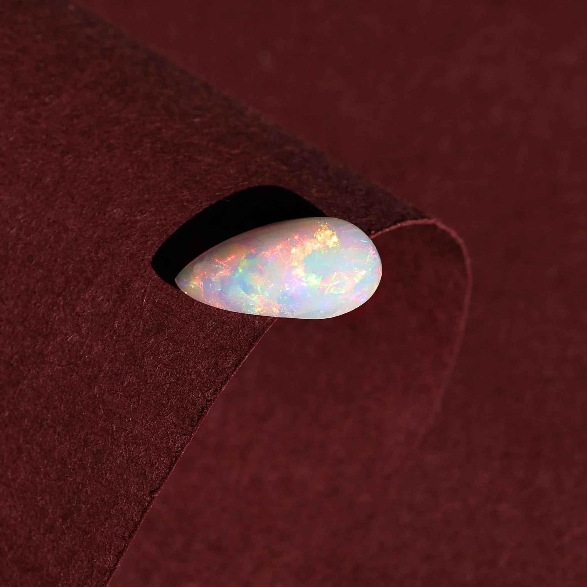 White Ethiopian Opal Cabochon 2.50 Carat Pear Gemstone for Fine Jewelry Making loose gemstones
