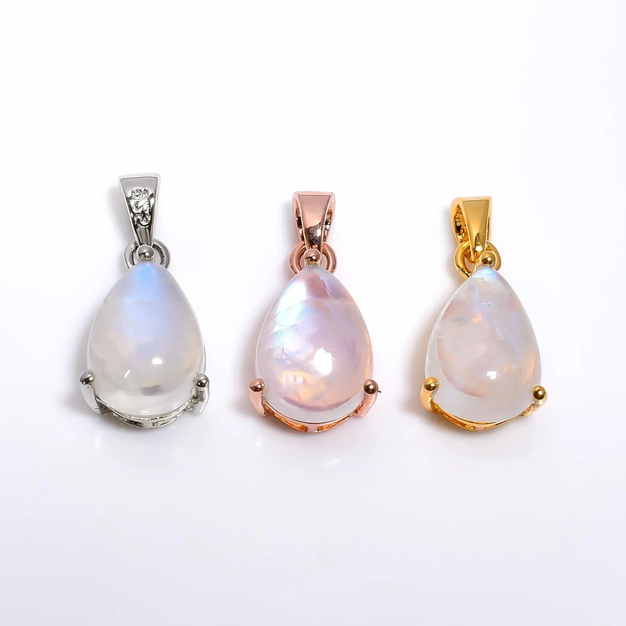Rainbow Moonstone Teardrop Pendant: 925 Silver Handmade Jewelry Jewelry