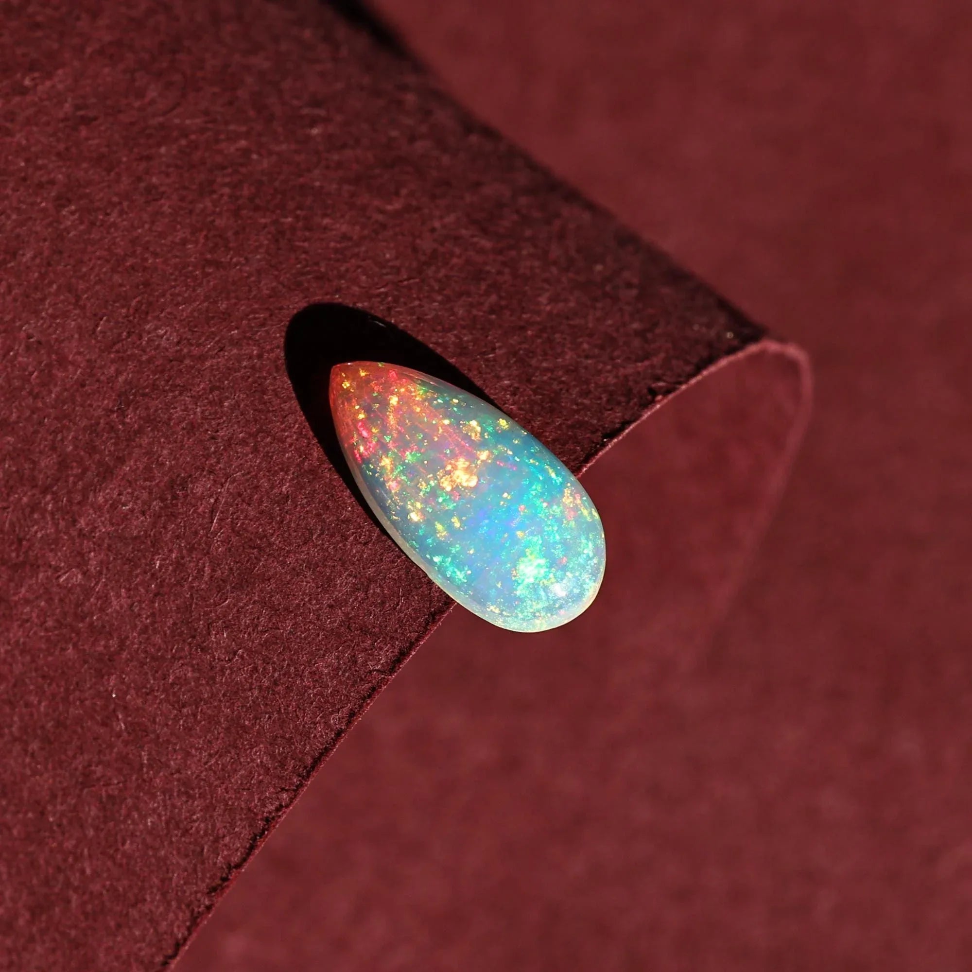 1.70 Carat White Ethiopian Opal Cabochon Pear Cab Fire Opal Gemstone for Jewelry Making - Himalya Quartz