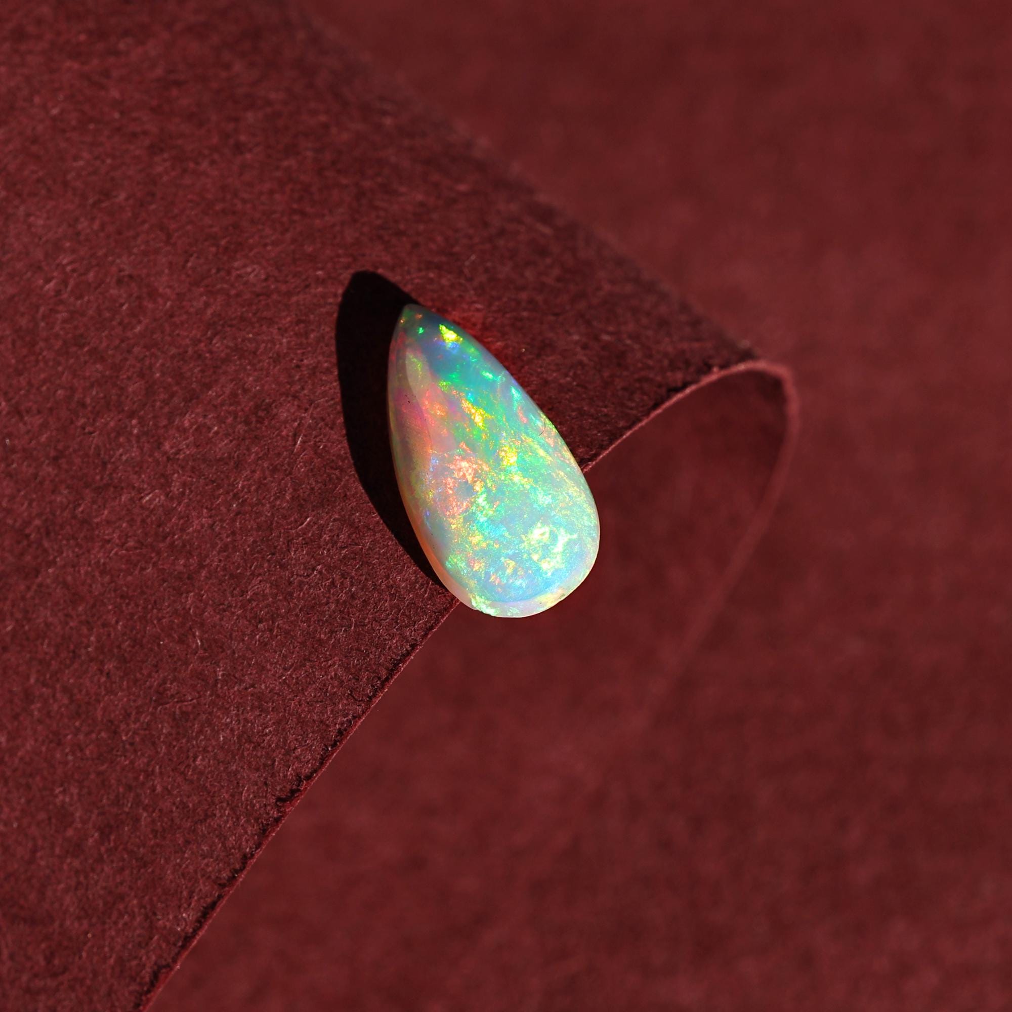 1.60 Ct Ethiopian Fire Opal Gemstone Natural White Opal Cabochon for Fine Jewelry Making