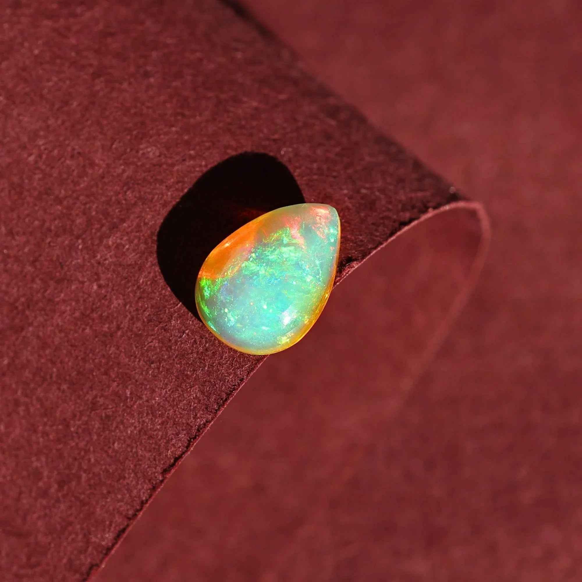 White Ethiopian Welo Opal Cabochon - 2 Carat Pear Cut Gemstone for Jewelry Making loose gemstones