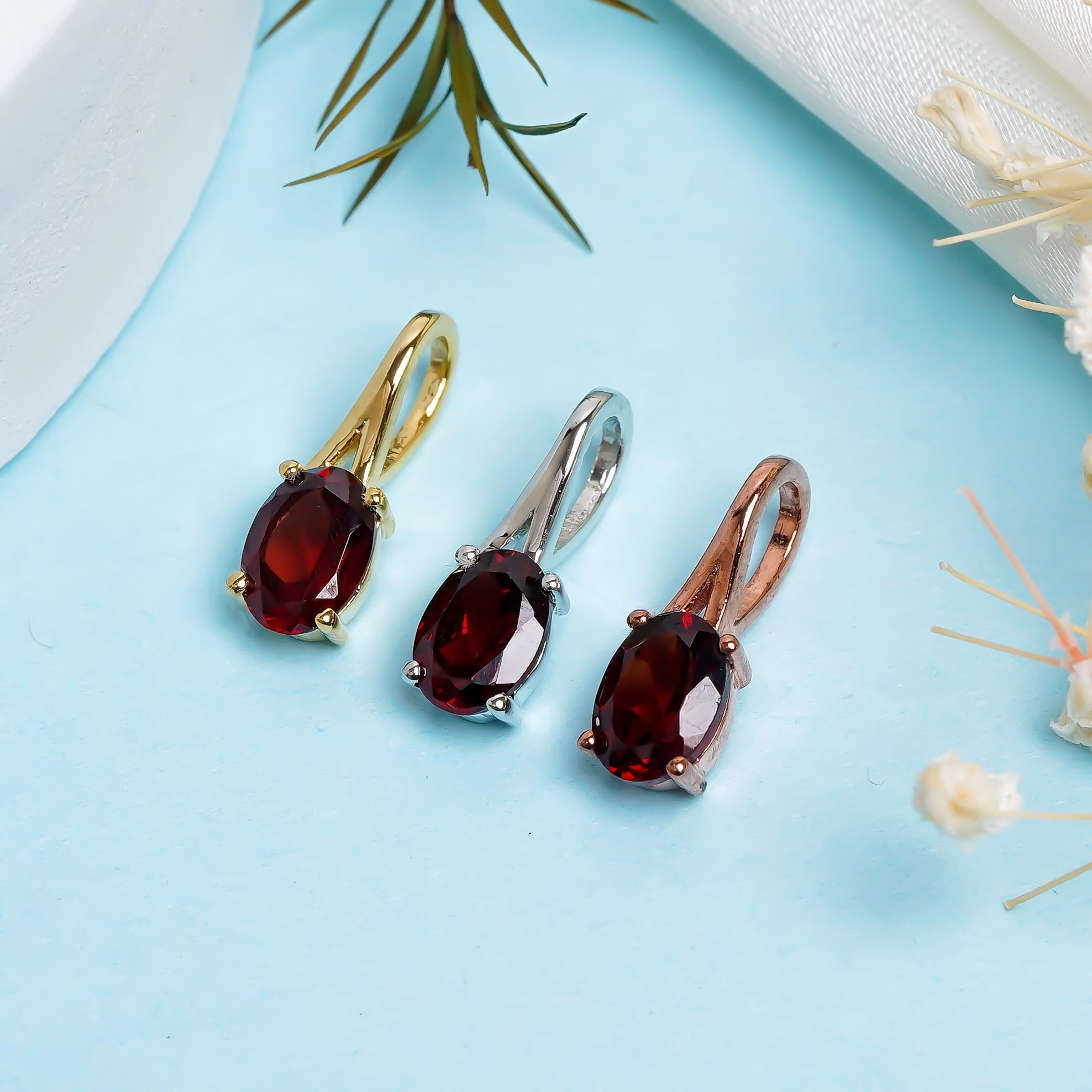 Red Garnet Pendant: 925 Sterling Silver, Handmade Ethnic Jewelry