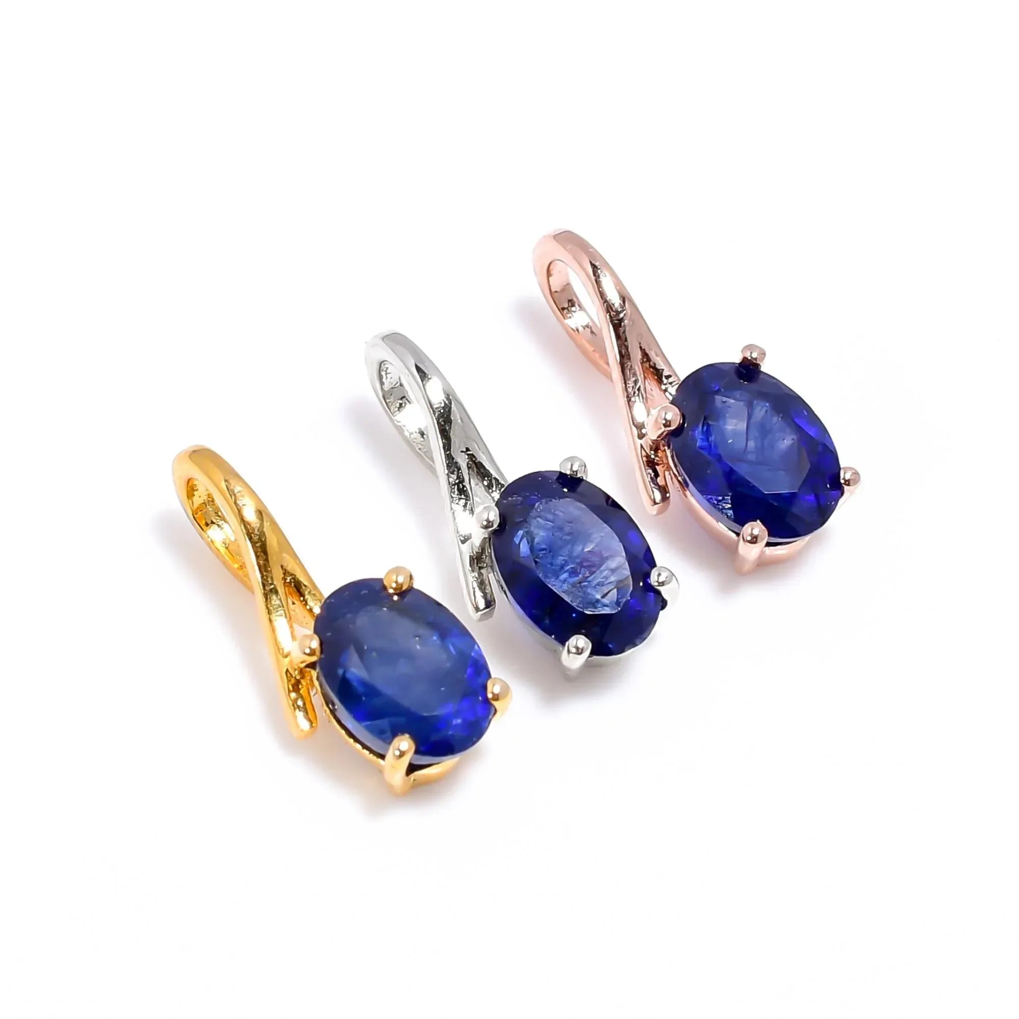 Oval Blue Sapphire Pendant: Handmade Sterling Silver Gemstone Jewelry Jewelry