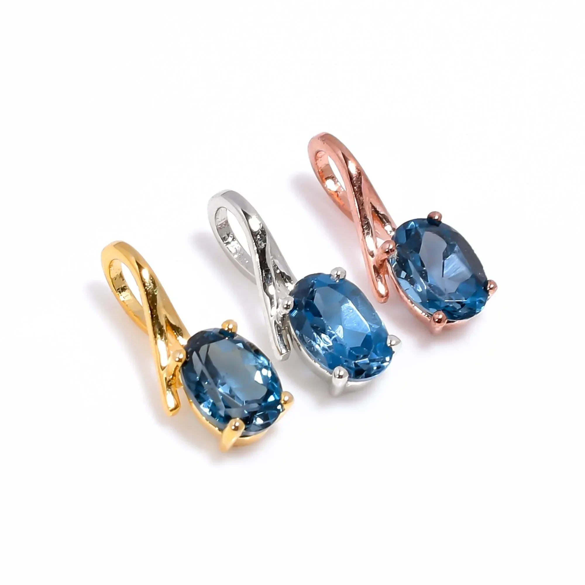 London Blue Topaz Pendant: Handmade Sterling Silver Oval Gemstone Jewelry