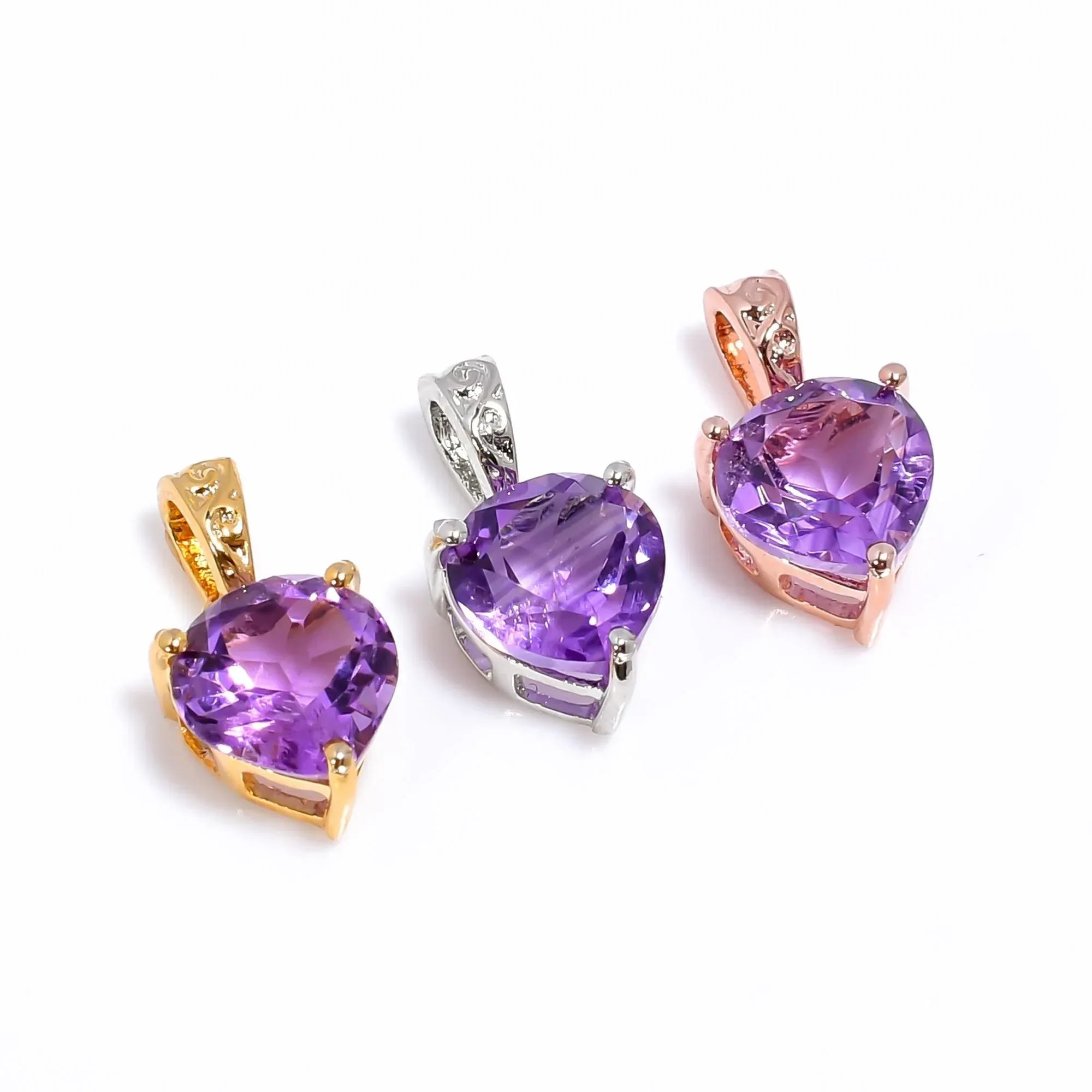Amethyst Heart Pendant: 925 Sterling Silver, 8mm Gemstone Jewelry