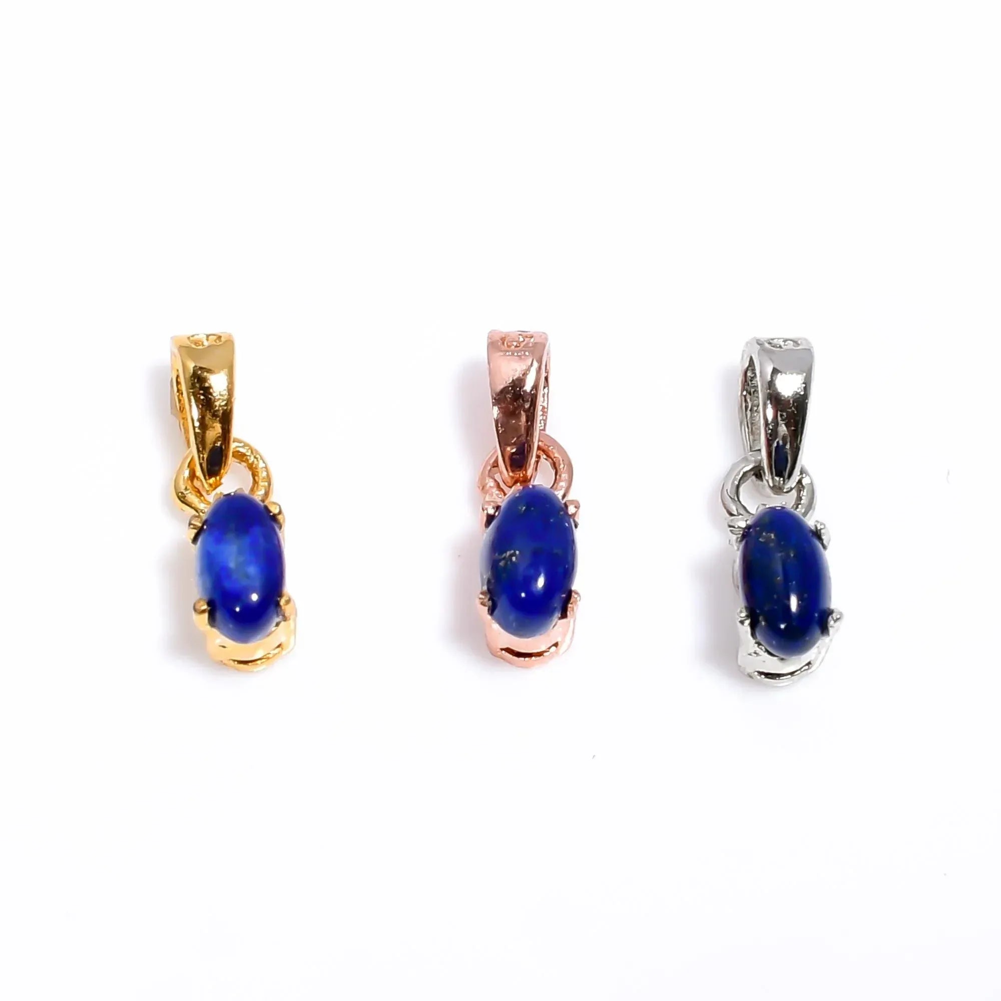 Handmade Sterling Silver Lapis Lazuli Pendant: 3x5mm Cabochon Jewelry