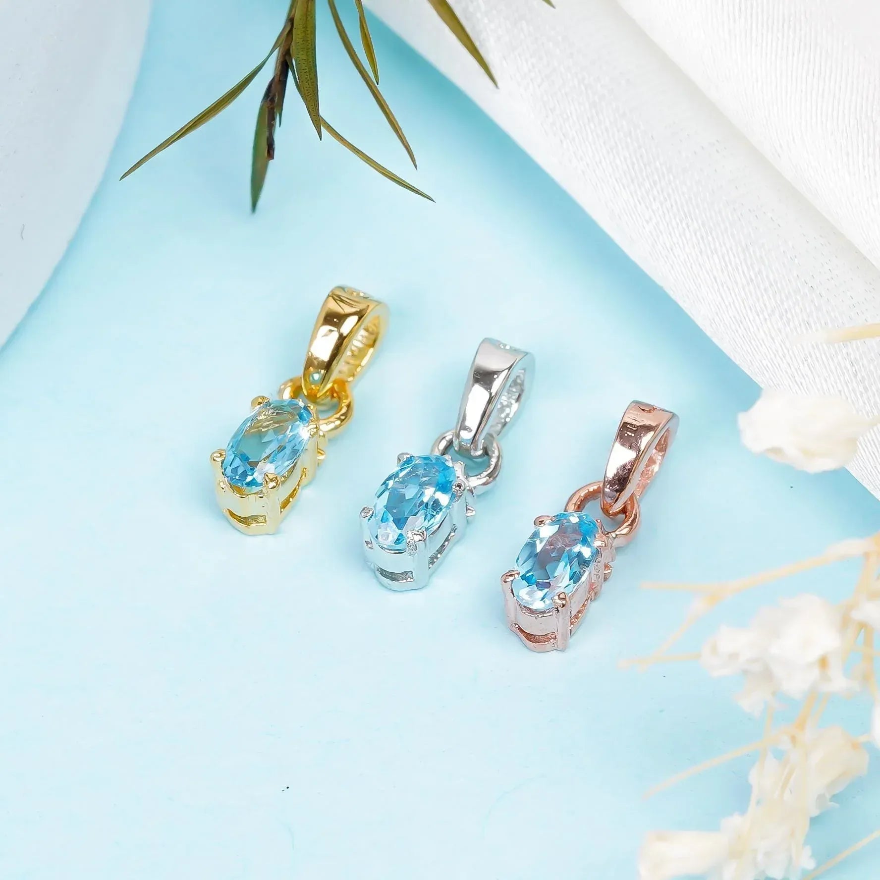 Sky Blue Topaz Pendant Necklace: 925 Sterling Silver Oval Gemstone Jewelry