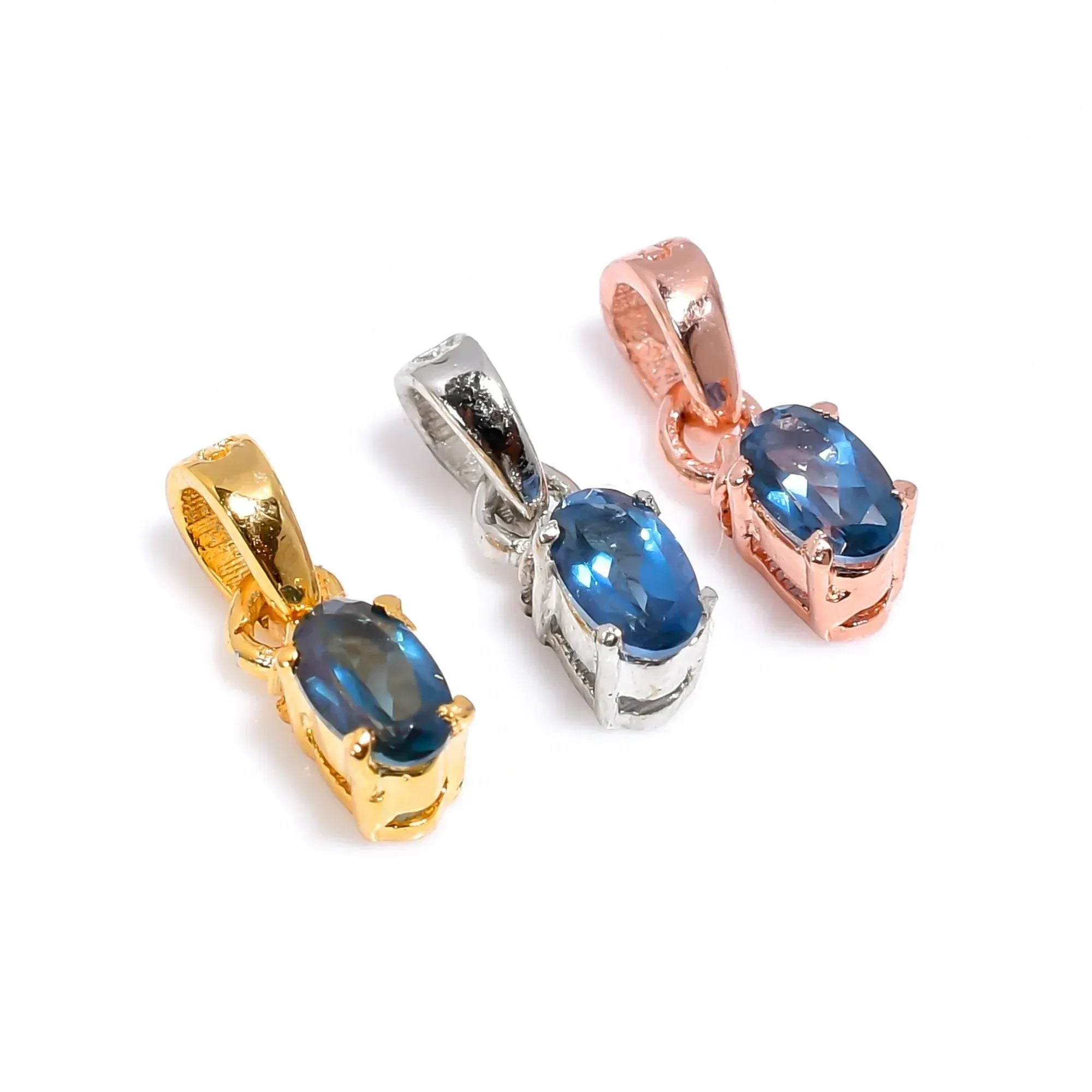 London Blue Topaz Pendant: Handmade 925 Sterling Silver, Oval Cut Jewelry