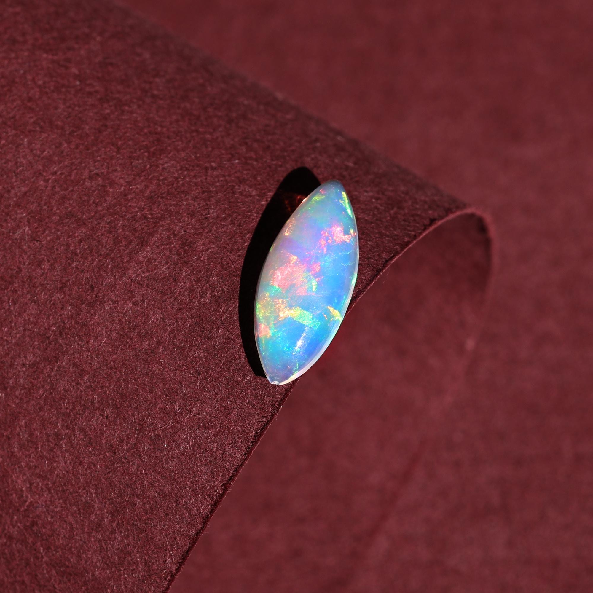 Ethiopian Welo Opal Cabochon: Natural Blue Fire Marquise Gemstone, 1.26 Carat