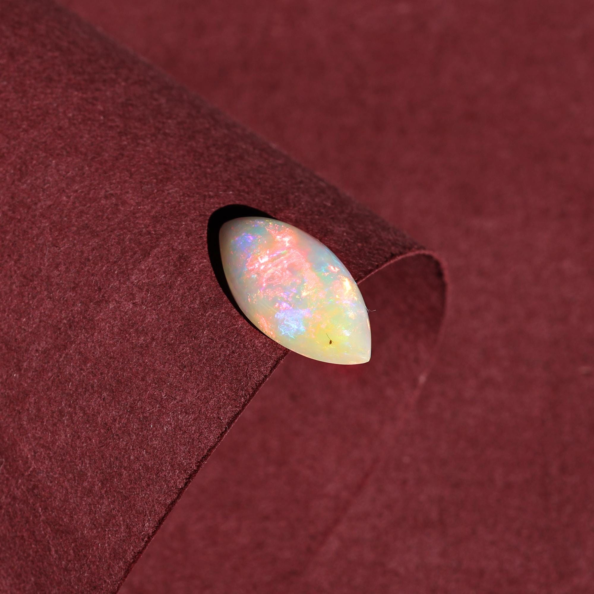3.20 Carat White Ethiopian Opal Cabochon Gemstone : Marquise Welo Fire Opal Jewelry