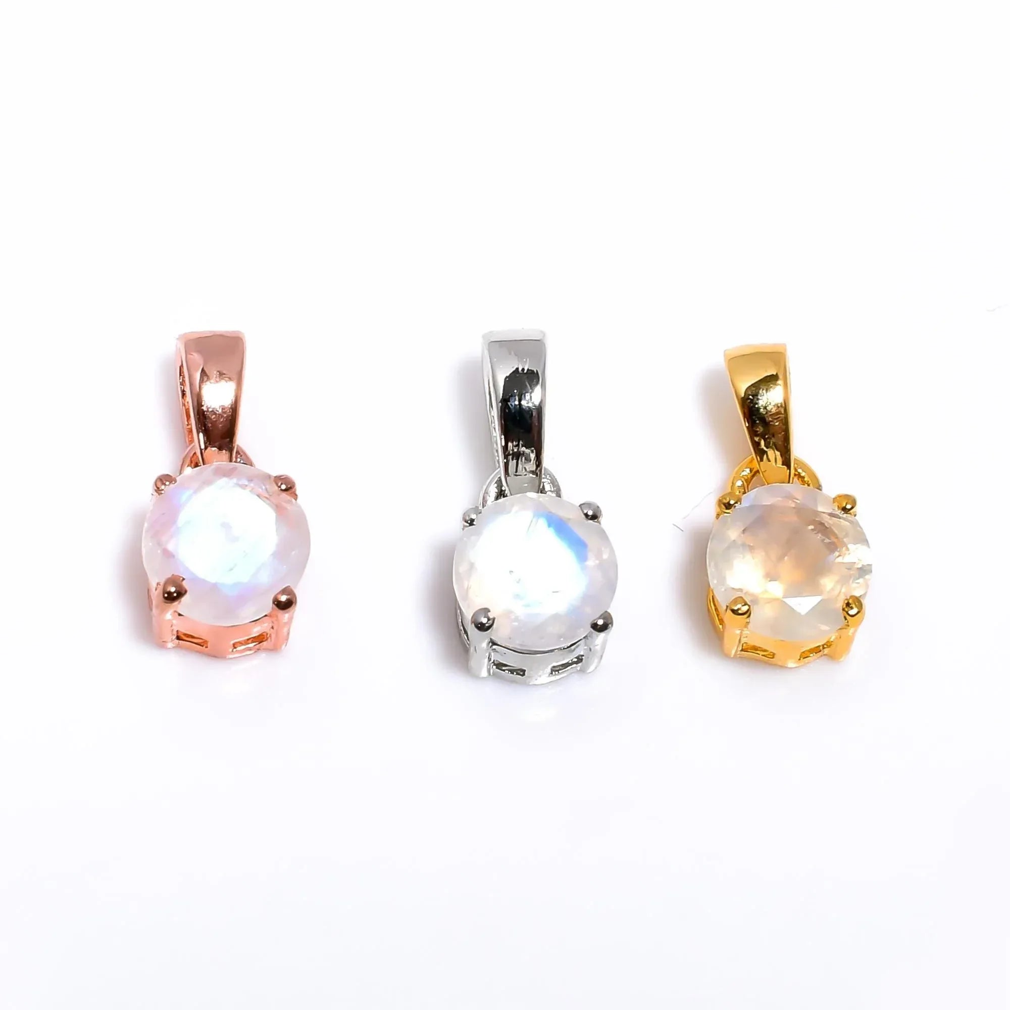 Moonstone Pendant Necklace: 925 Sterling Silver & Rose Gold Accent Jewelry