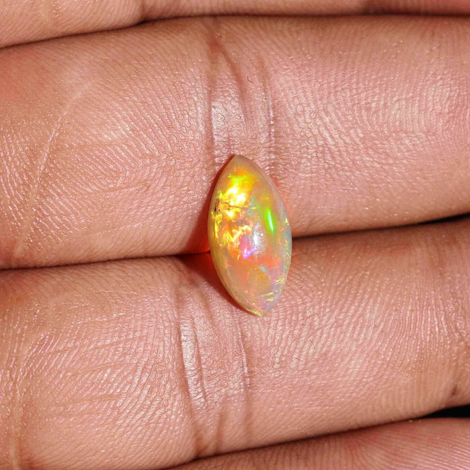Ethiopian Fire Opal Cabochon: 2.10 Carat Marquise Gemstone Loose Gemstones