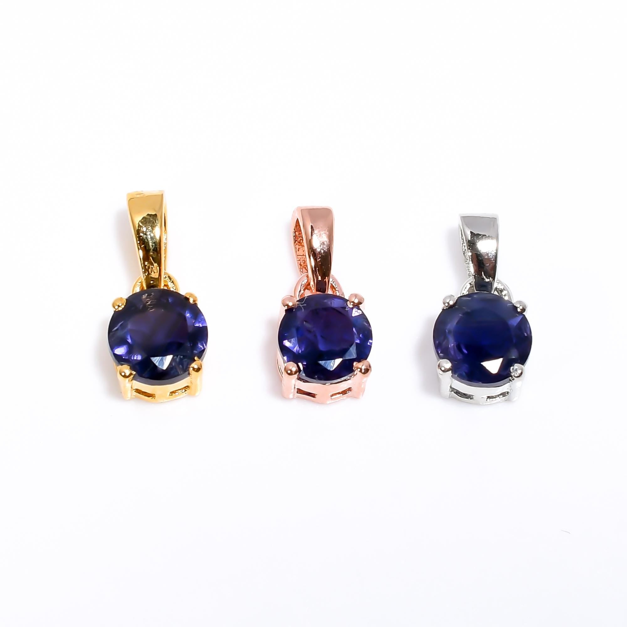 Iolite Gemstone Pendant: 925 Sterling Silver, 6mm Round Jewelry
