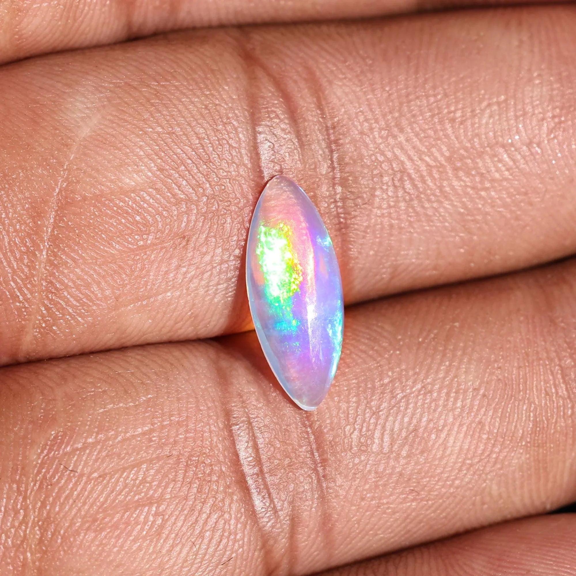 1.52 Carat White Ethiopian Opal Cabochon: Rainbow Fire Gemstone, Jewelry Making - Himalya Quartz