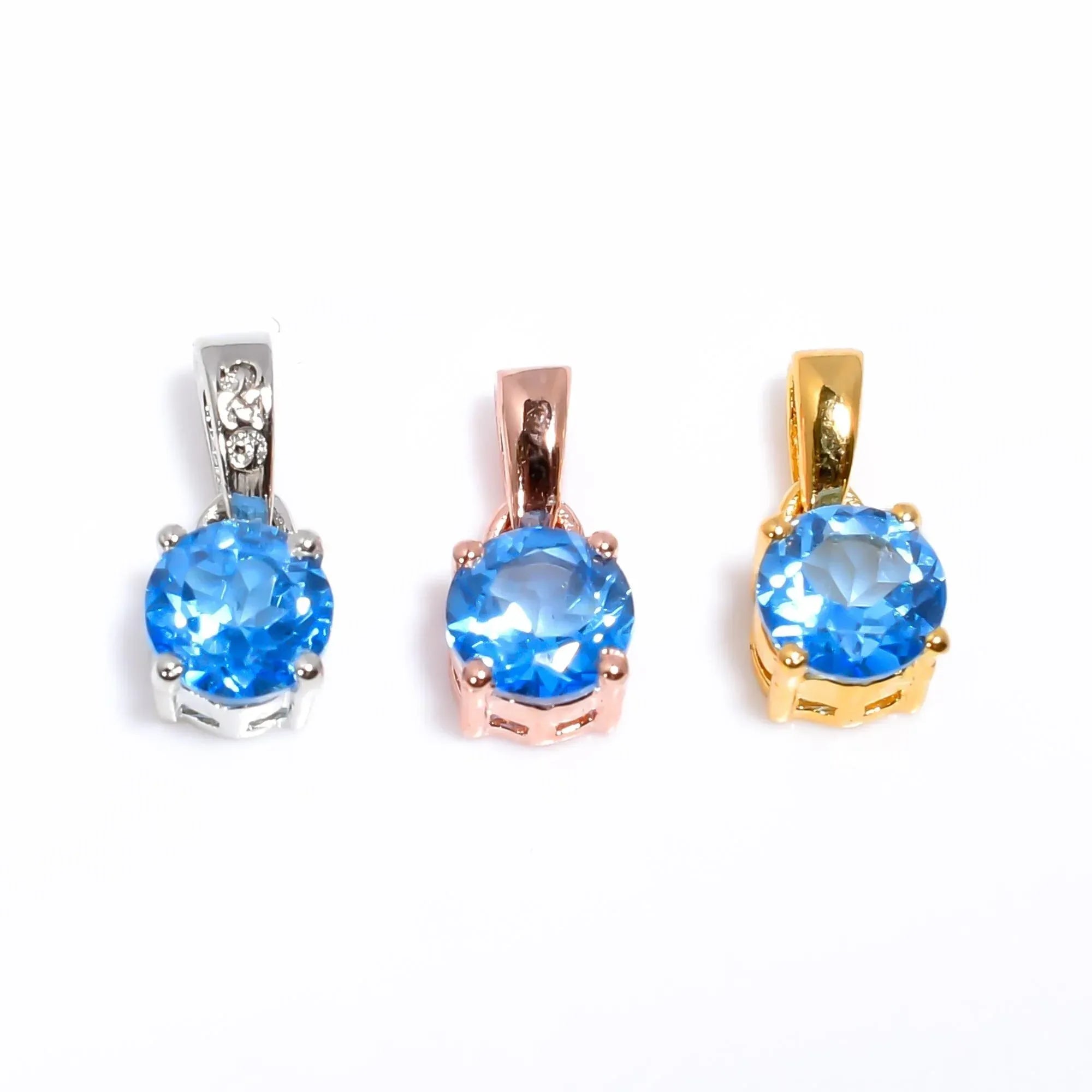 Faceted Swiss Blue Topaz Pendant: Handmade Sterling Silver Necklace Jewelry