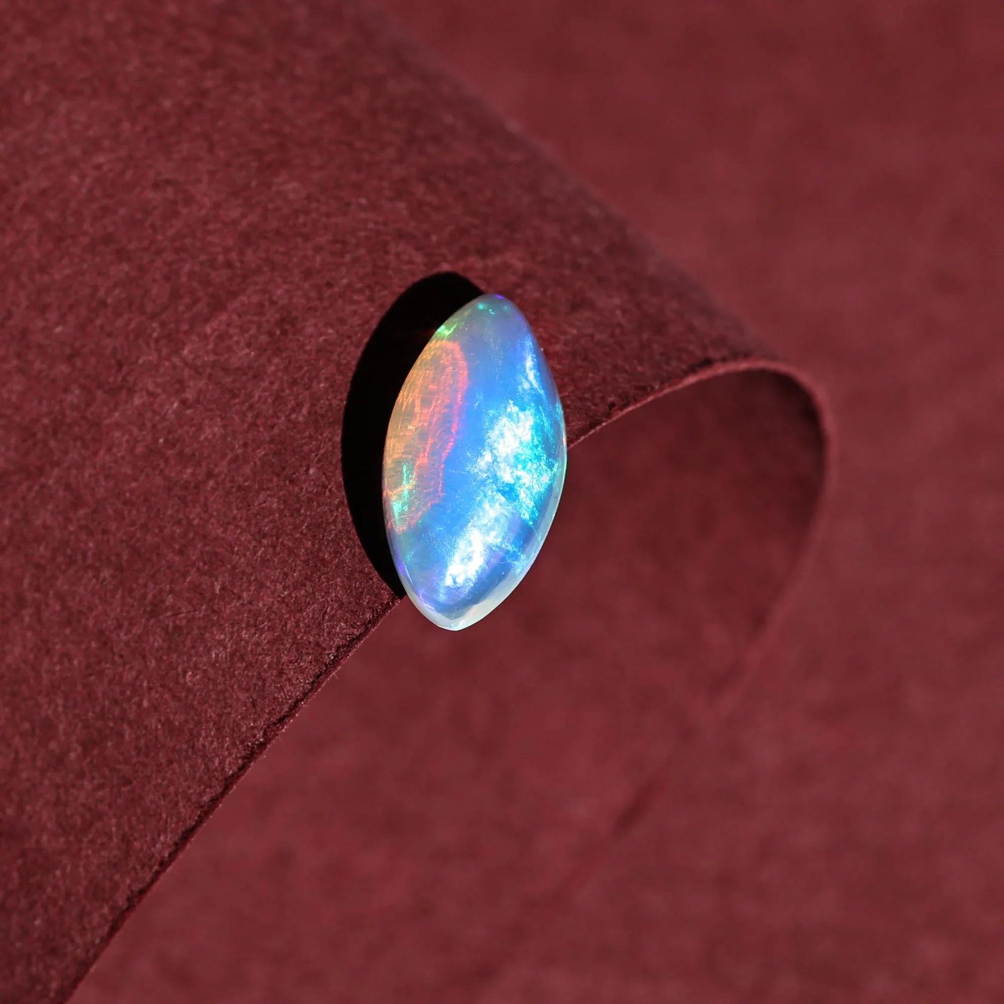 1.82 Carat Welo Fire Opal Cabochon: Marquise Shape Blue Fire Ethiopian Gemstone - Himalya Quartz