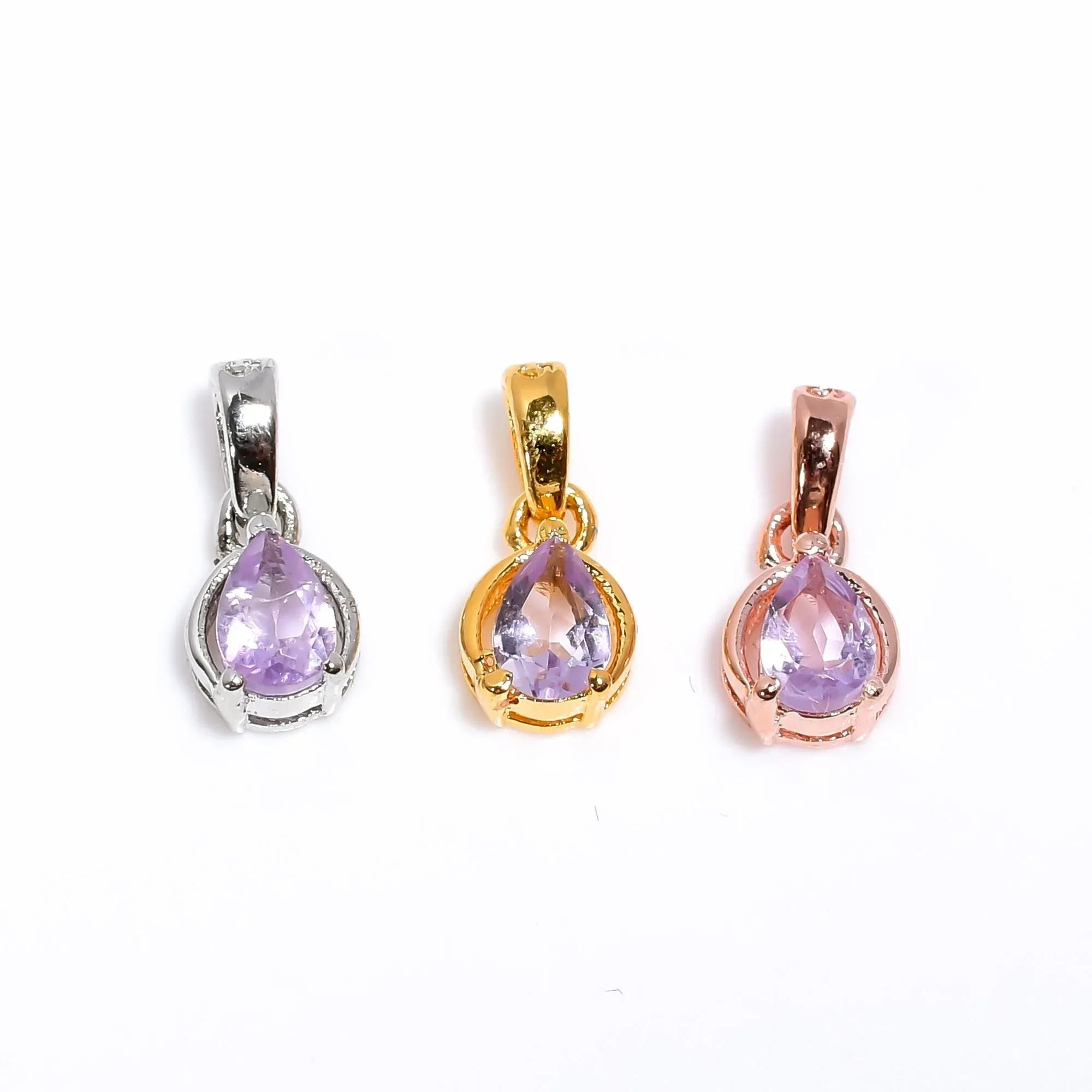 Pink Amethyst Pear Pendant: 925 Sterling Silver February Birthstone Jewelry