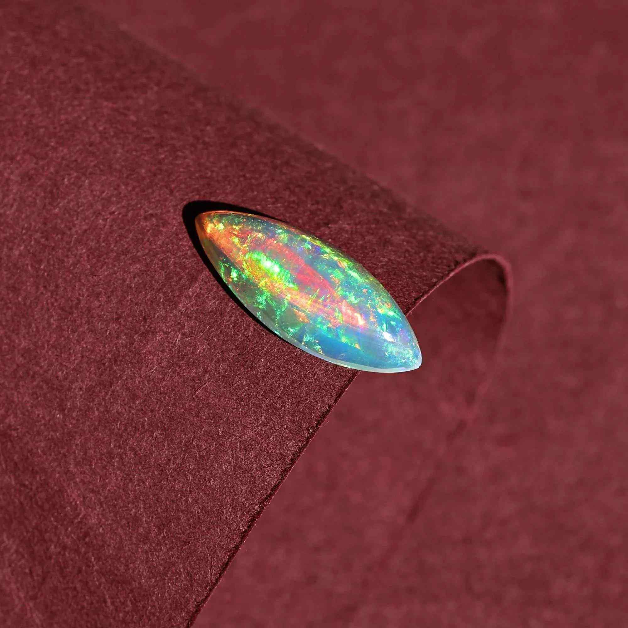 Ethiopian Welo Opal Cabochon: 3.20 ct White Fire Opal Stone Loose Gemstones