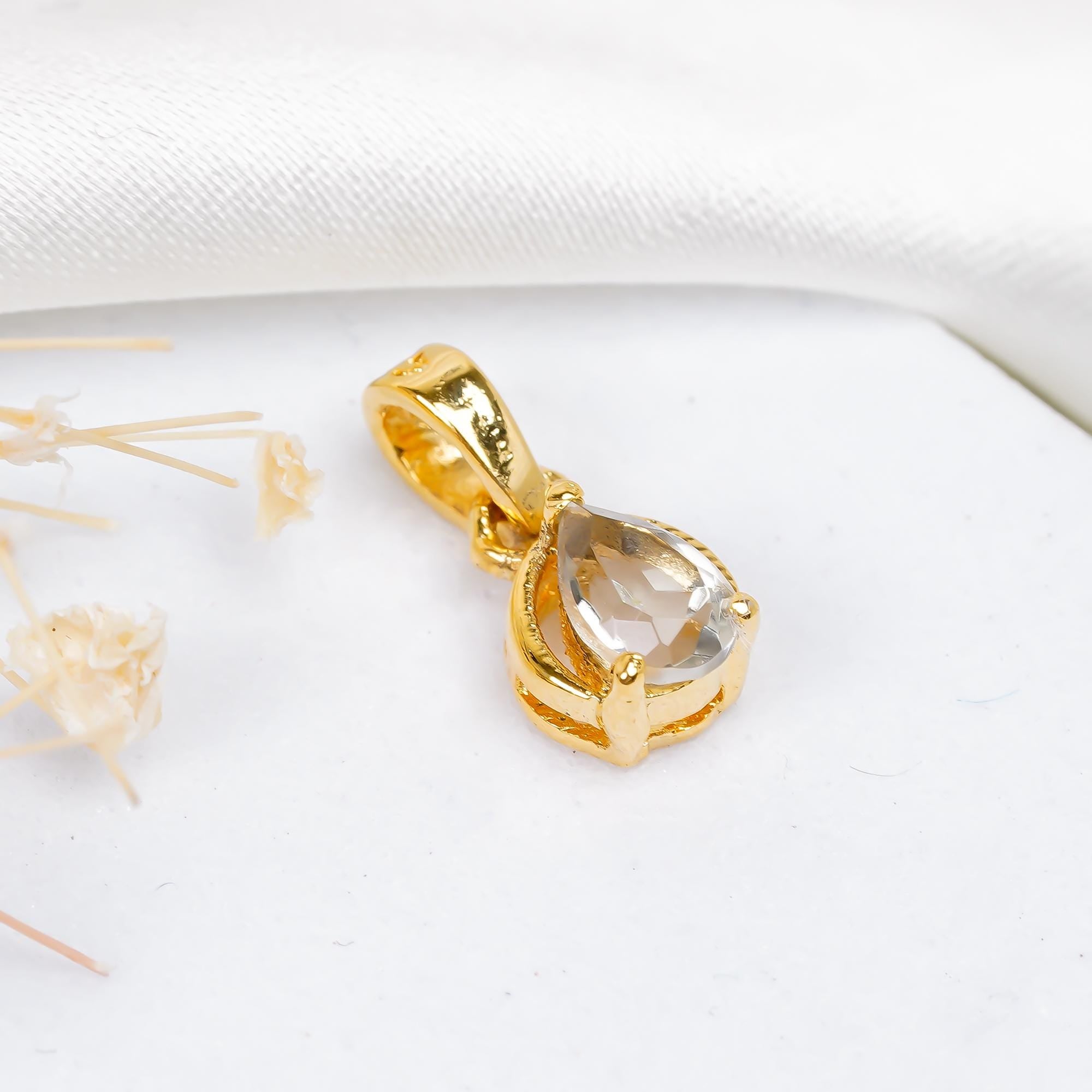 Pear Cut Green Amethyst Pendant: Sterling Silver Birthstone Jewelry