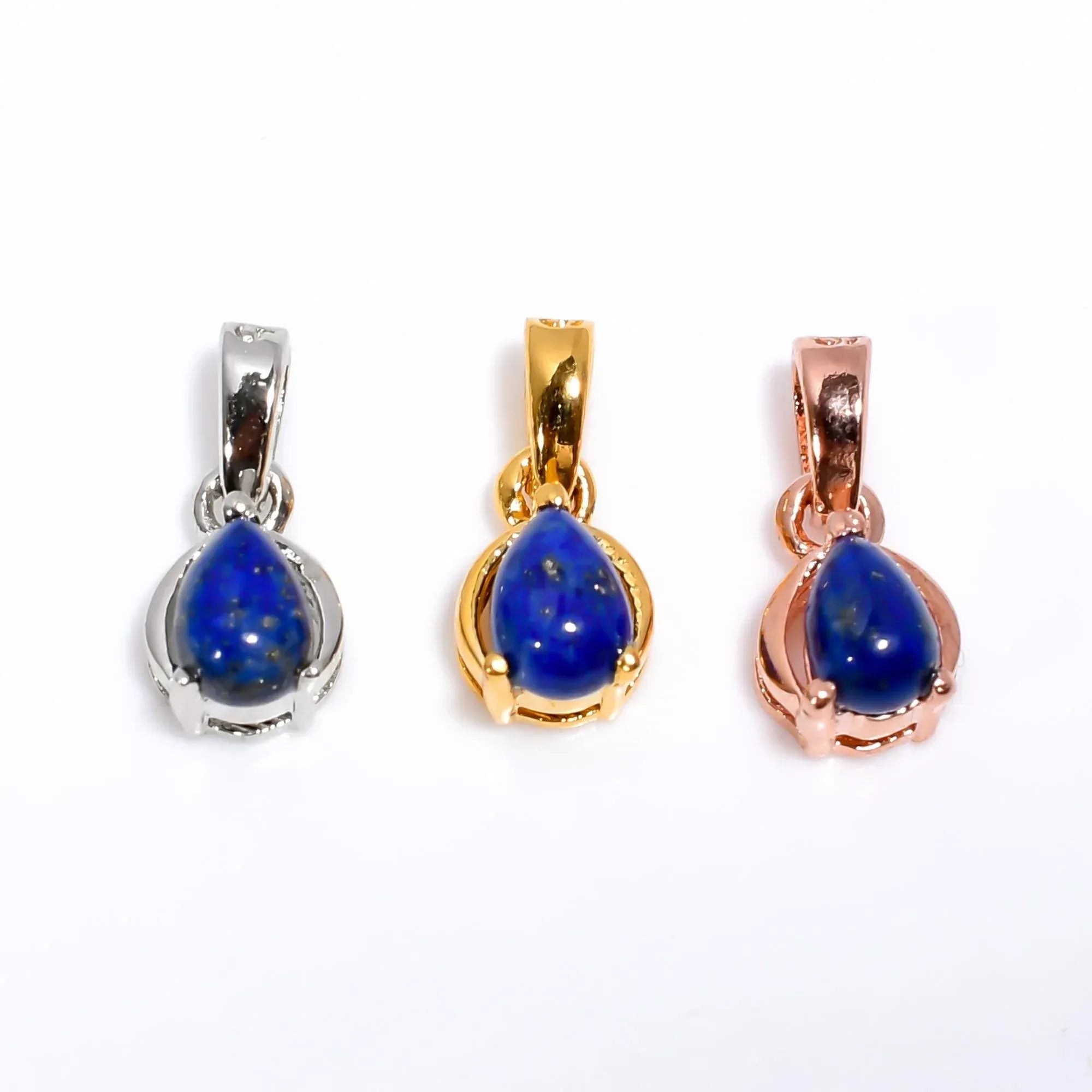 Handmade Lapis Lazuli Pendant: 925 Sterling Silver Pear Jewelry