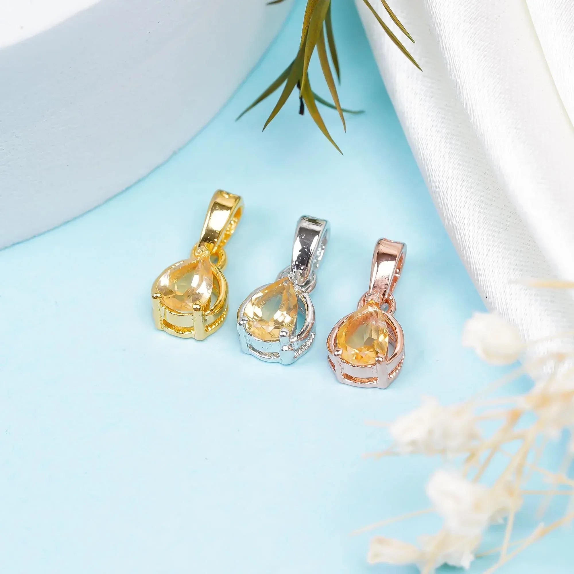 Handmade Citrine Gemstone Pendant: 925 Sterling Silver, Rose Gold Finish Jewelry