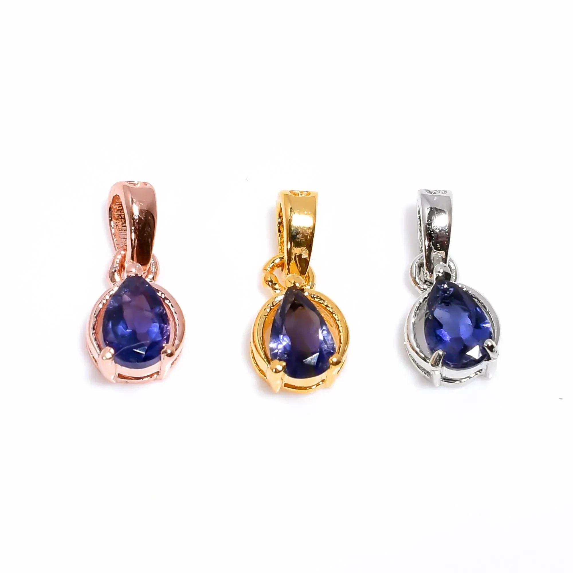 Handmade Iolite 925 Sterling Silver Pendant: Bohemian Gemstone Jewelry