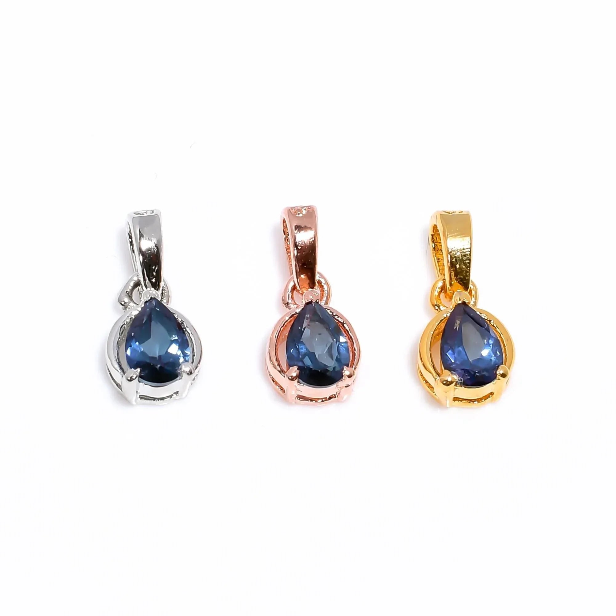 Handmade London Blue Topaz Pendant: 925 Sterling Silver Pear Gemstone Jewelry