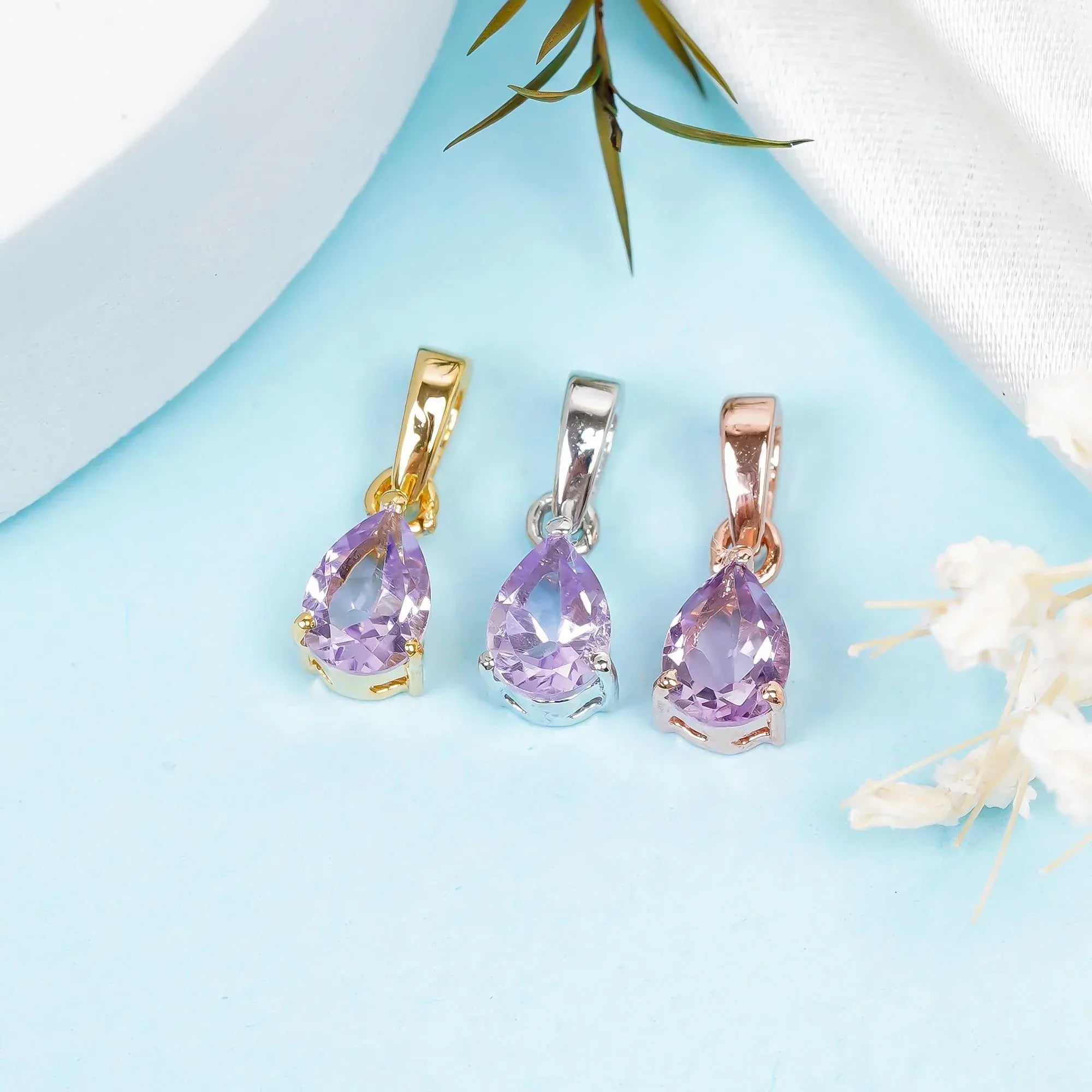 Handmade Pink Amethyst Pendant: 925 Sterling Silver Pear Gemstone Jewelry