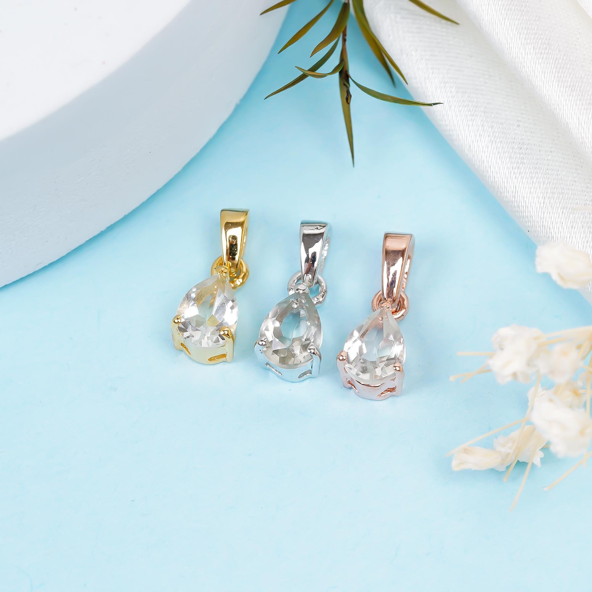 Green Amethyst Pear Pendant: 925 Sterling Silver, Handmade