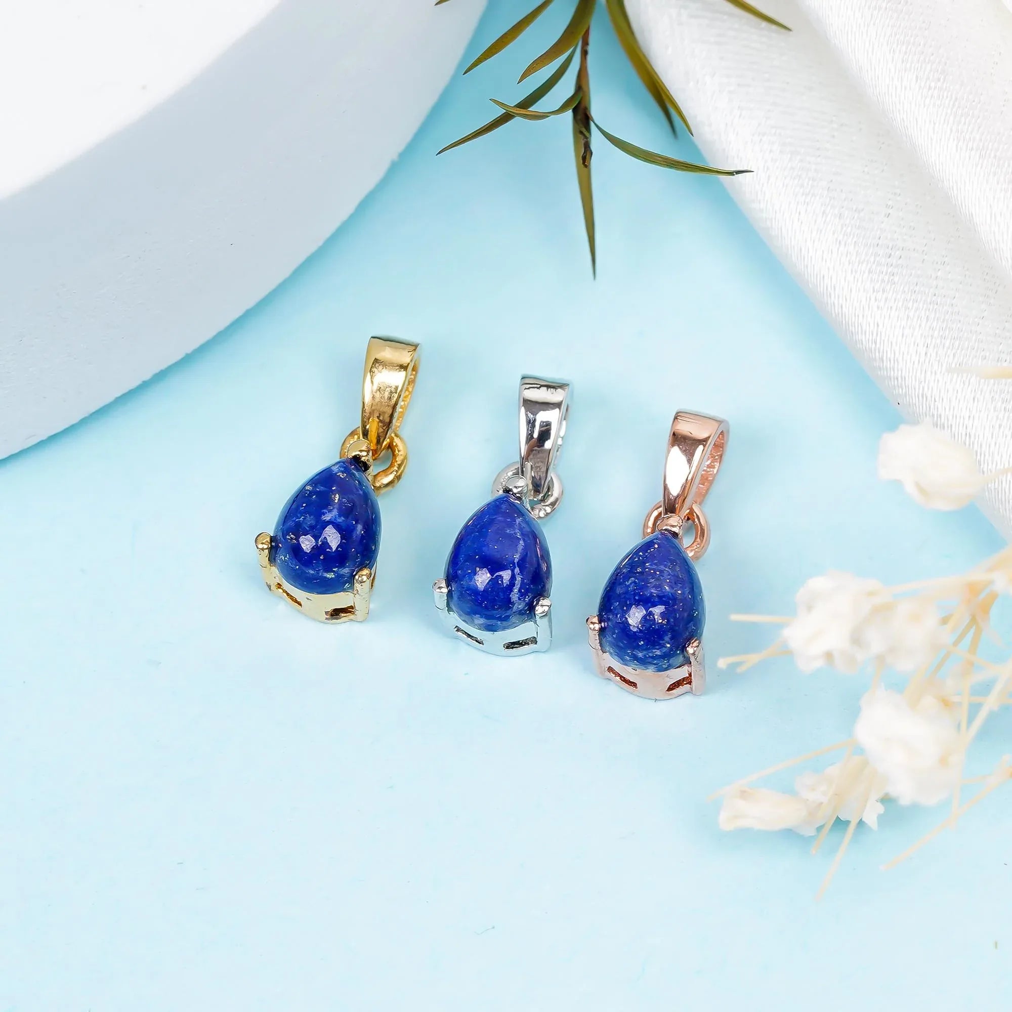 Pear Lapis Lazuli Pendant: 925 Sterling Silver Handmade Jewelry - Himalya Quartz