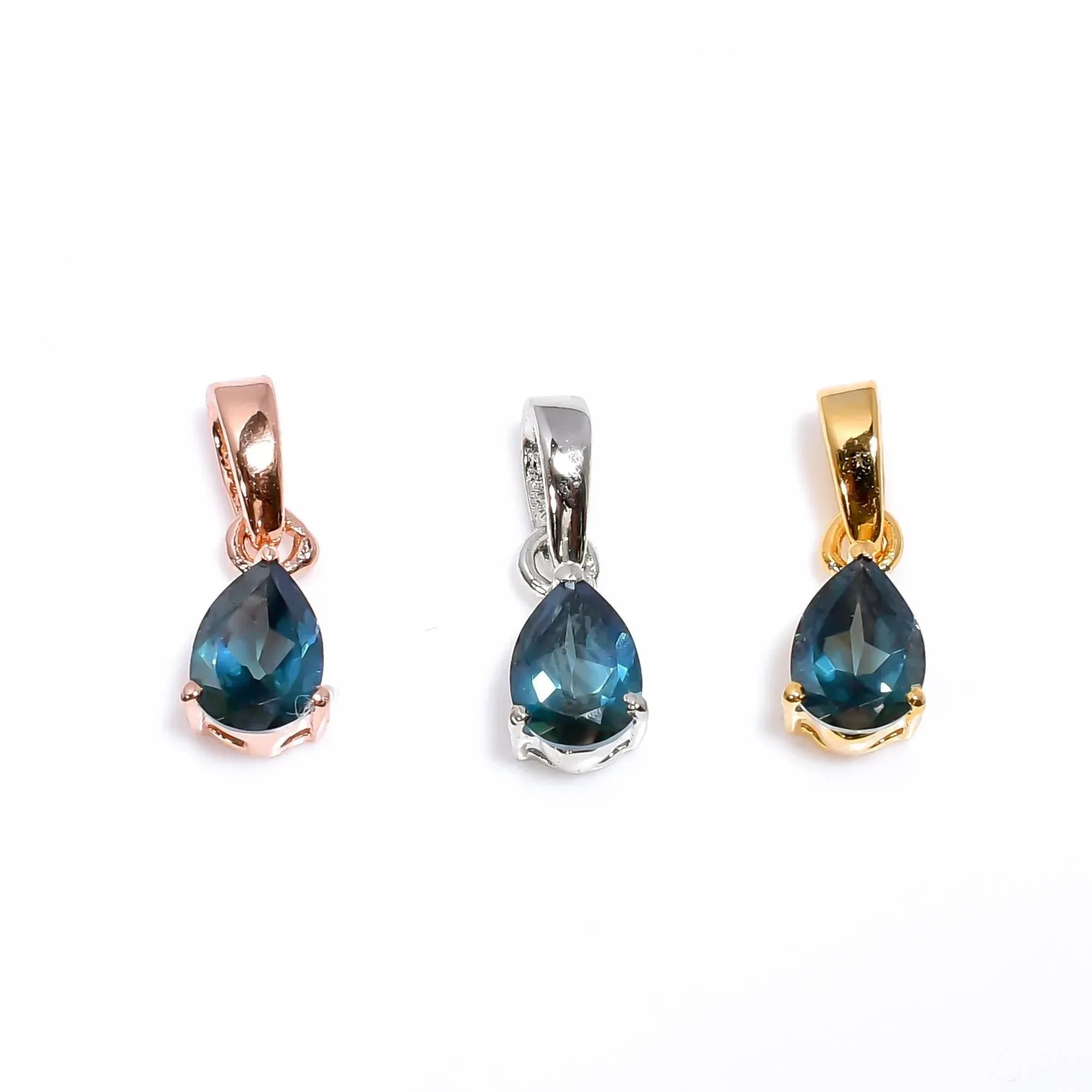 London Blue Topaz Pendant: 925 Sterling Silver Pear Stone Jewelry
