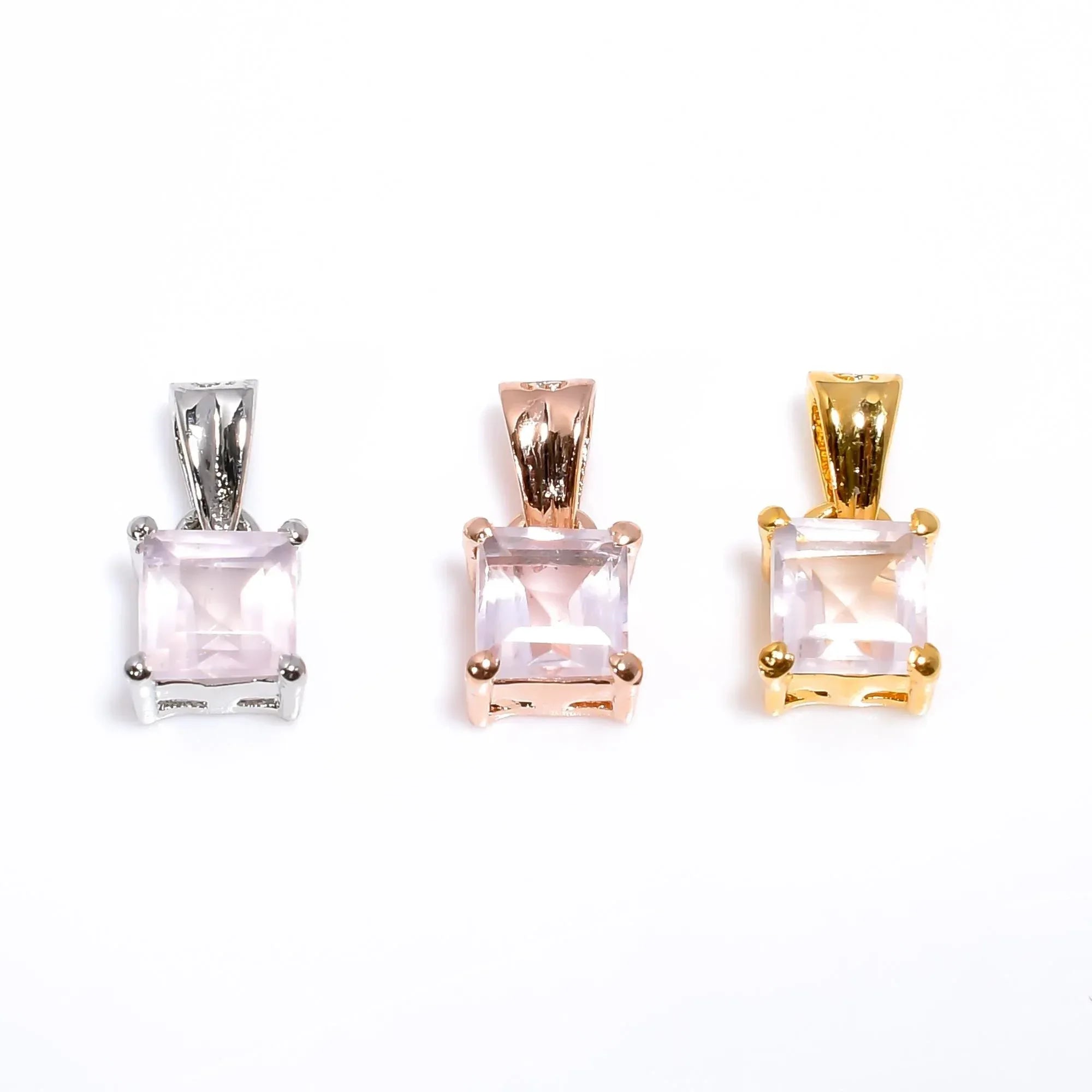 Rose Quartz Gemstone Square Pendant: 925 Sterling Silver, Handmade Jewelry Jewelry