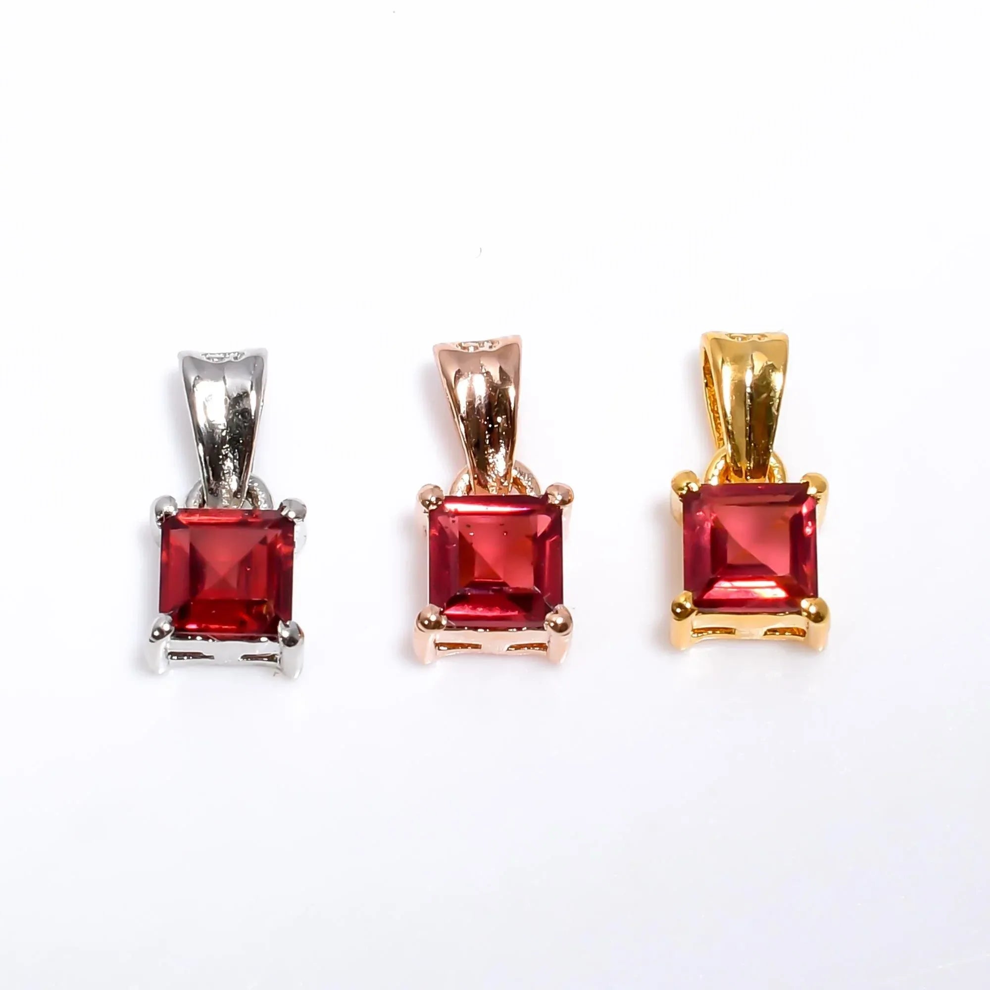 Handmade Square Garnet Pendant: 925 Sterling Silver Jewelry Jewelry