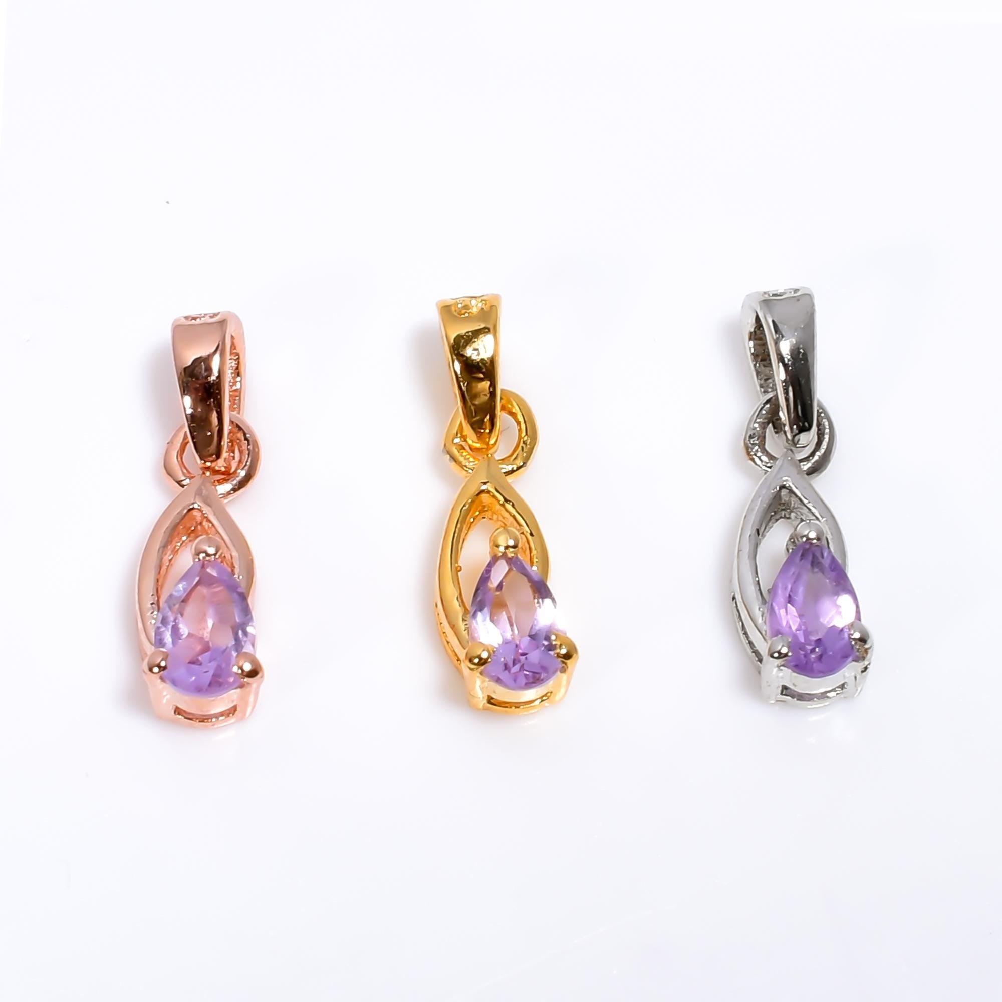 Handmade Pink Amethyst Pendant: 925 Silver Pear Jewelry