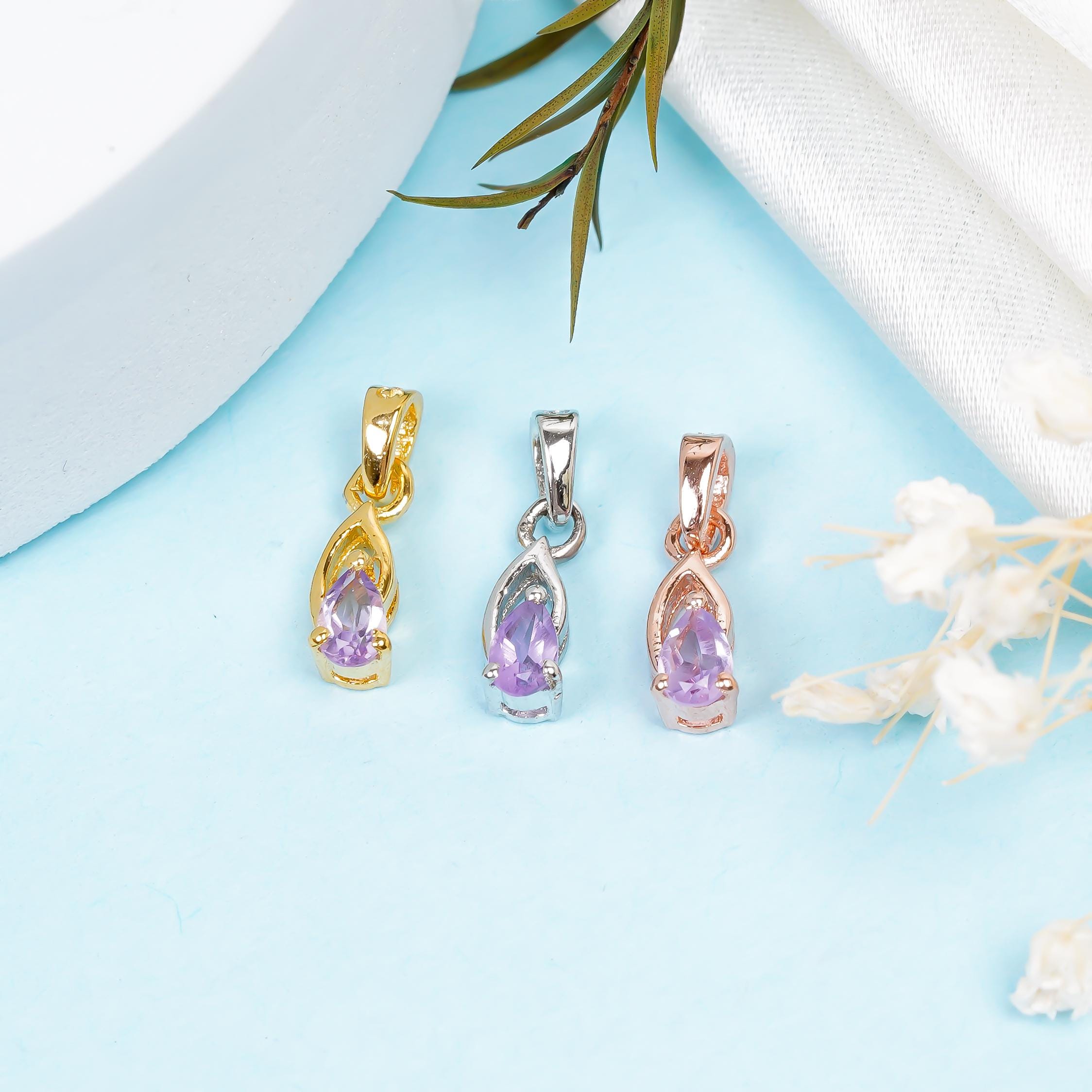 Handmade Pink Amethyst Pendant: 925 Silver Pear Jewelry