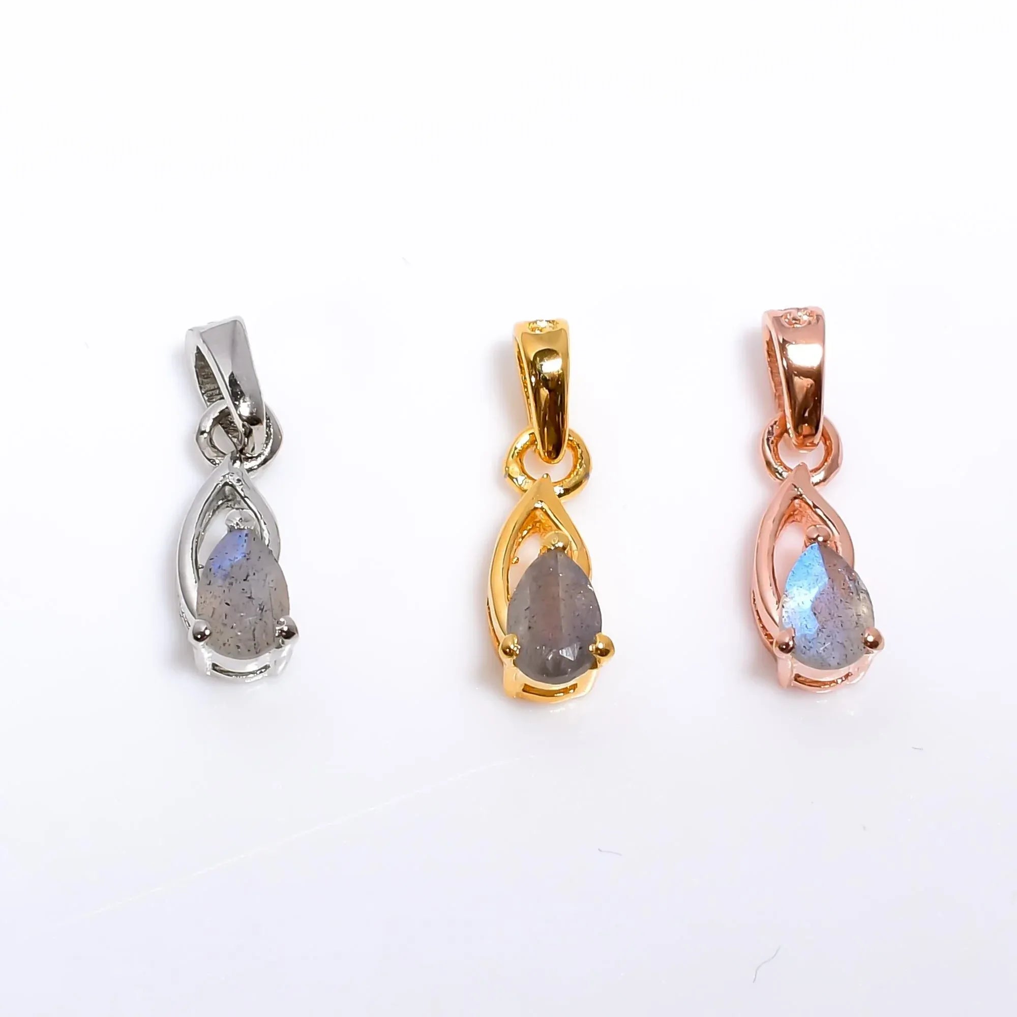 Blue Fire Labradorite 925 Sterling Silver Pear Pendant Jewelry