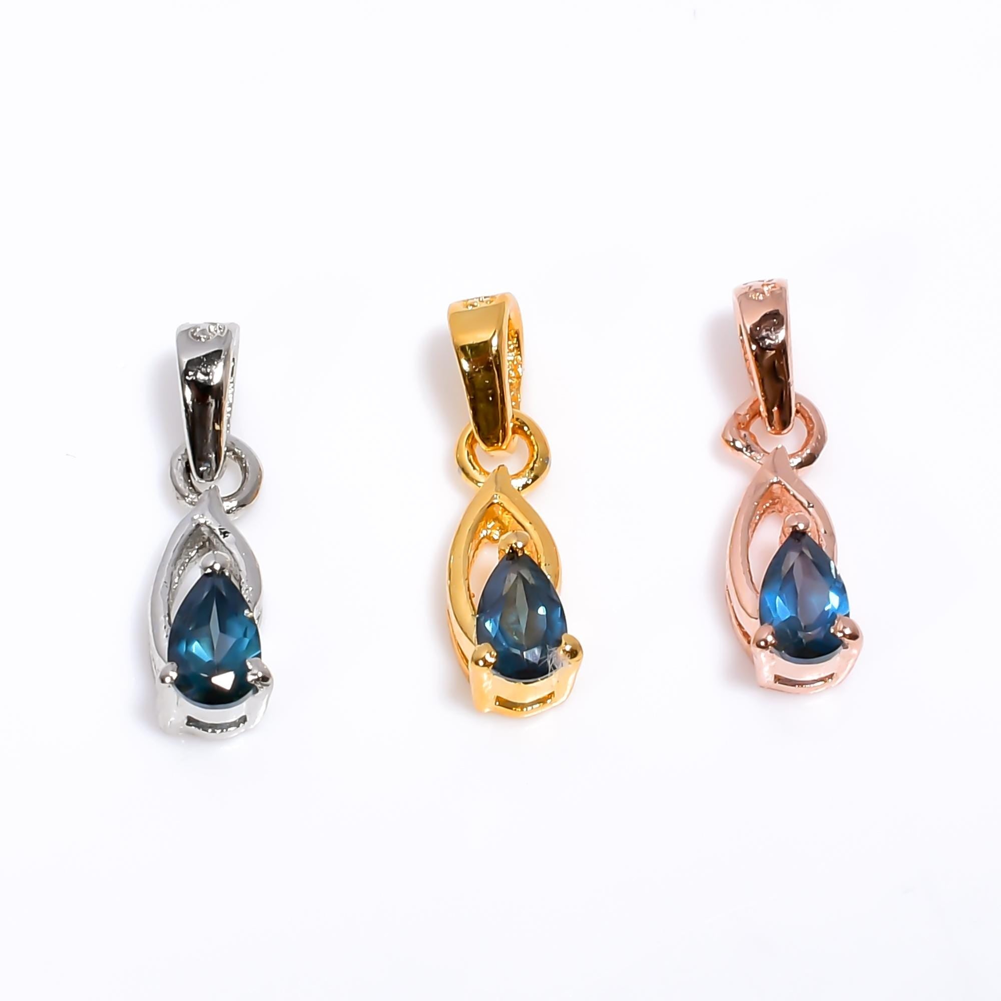 London Blue Topaz 925 Silver Pear Pendant - December Birthstone