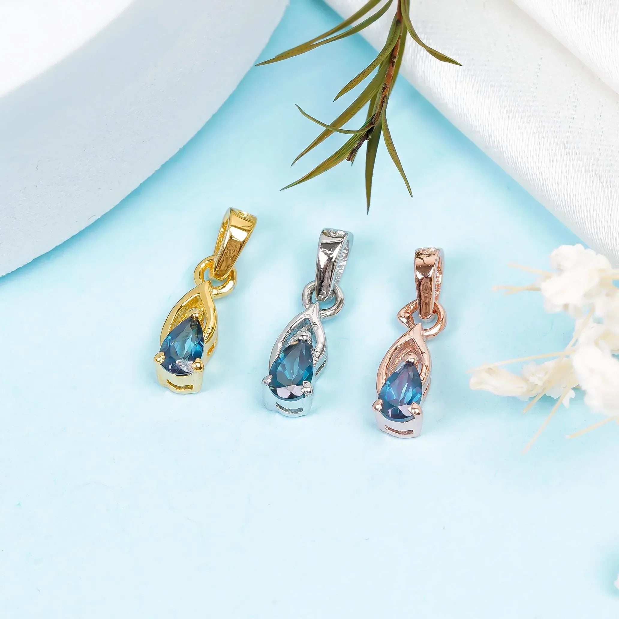 London Blue Topaz 925 Silver Pear Pendant - December Birthstone Jewelry