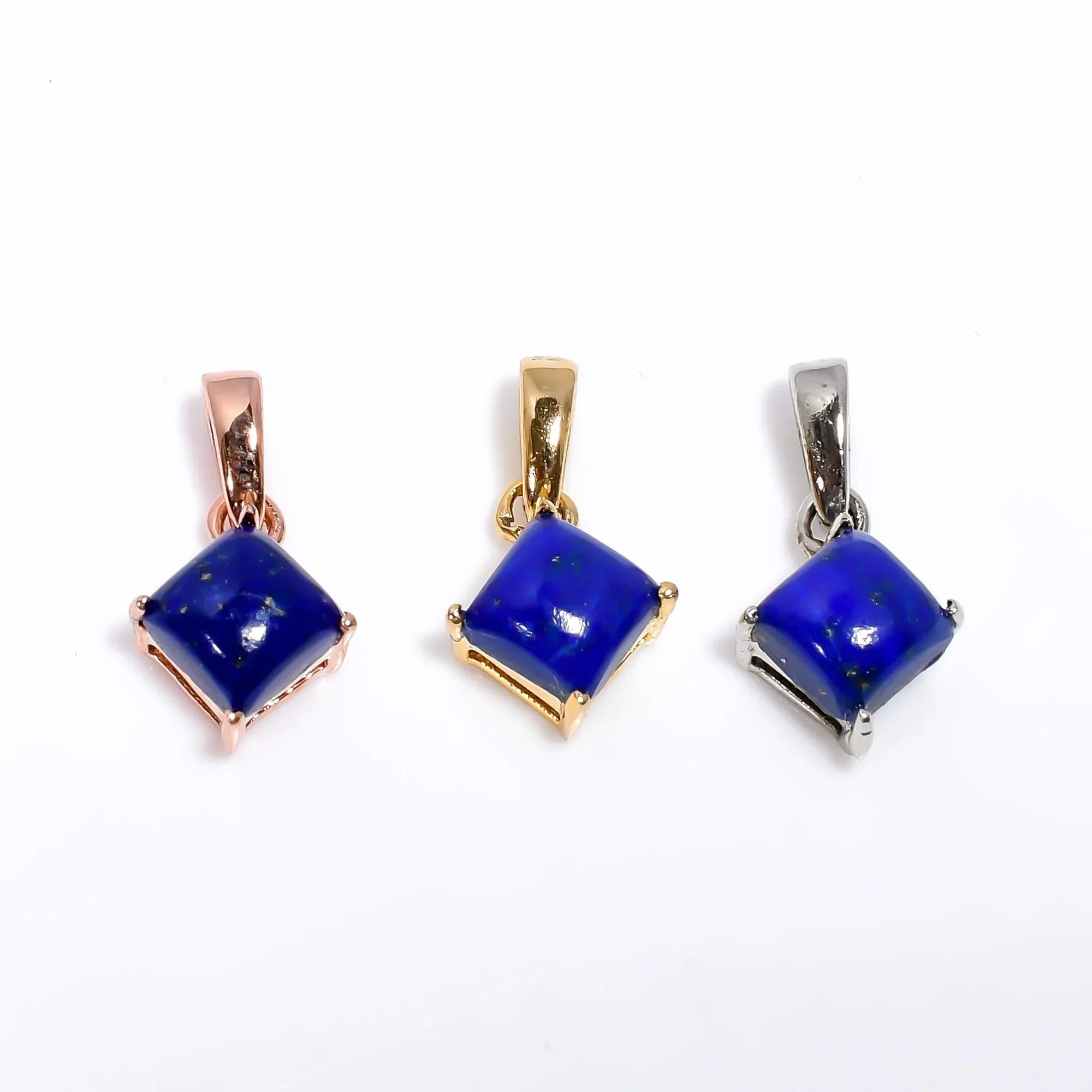 Square Lapis Lazuli Pendant: 925 Sterling Silver, Birthstone Jewelry Jewelry