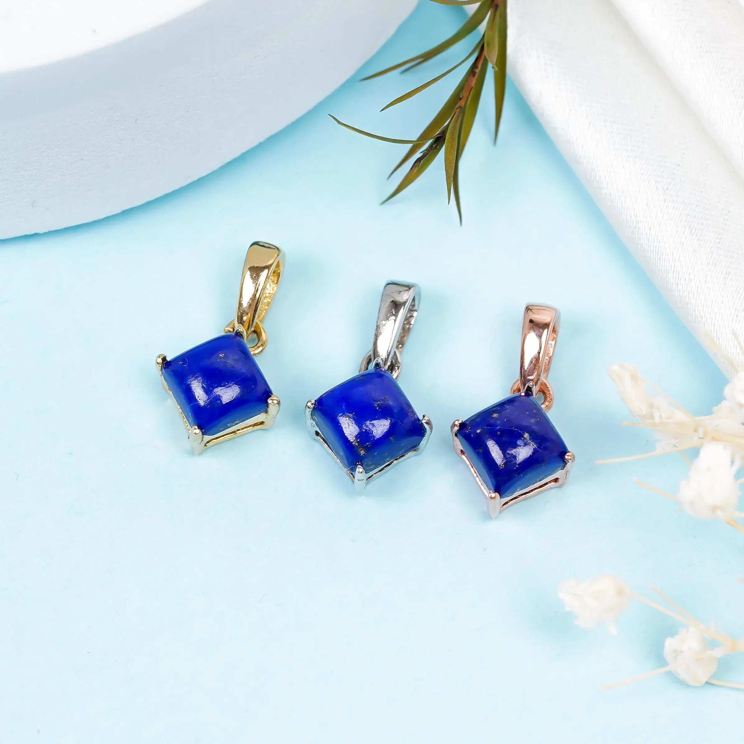 Square Lapis Lazuli Pendant: 925 Sterling Silver, Birthstone Jewelry Jewelry
