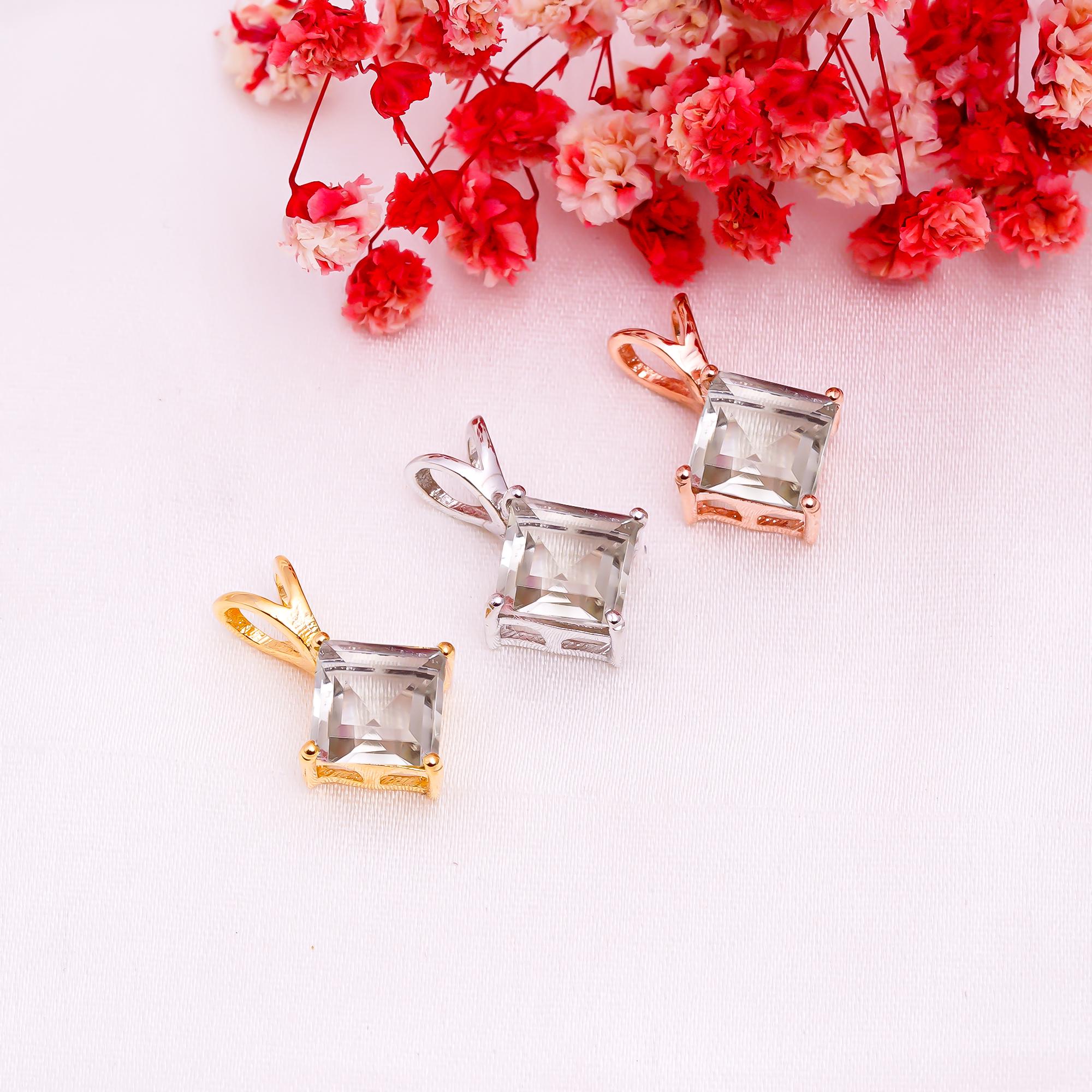 Green Amethyst Pendant: Bohemian Sterling Silver Jewelry, Handmade