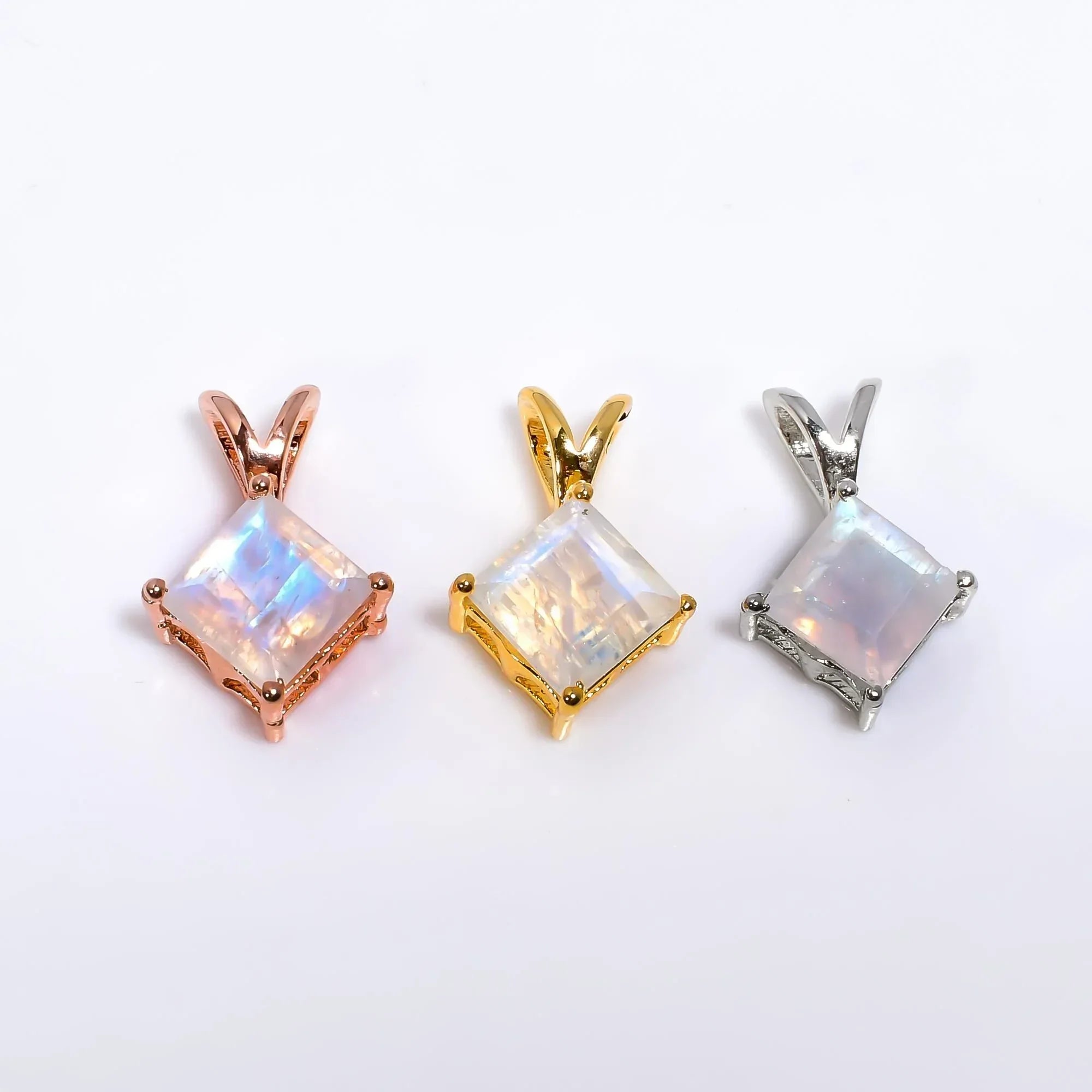Handmade Square Moonstone Pendant: 925 Sterling Silver Boho Jewelry Jewelry