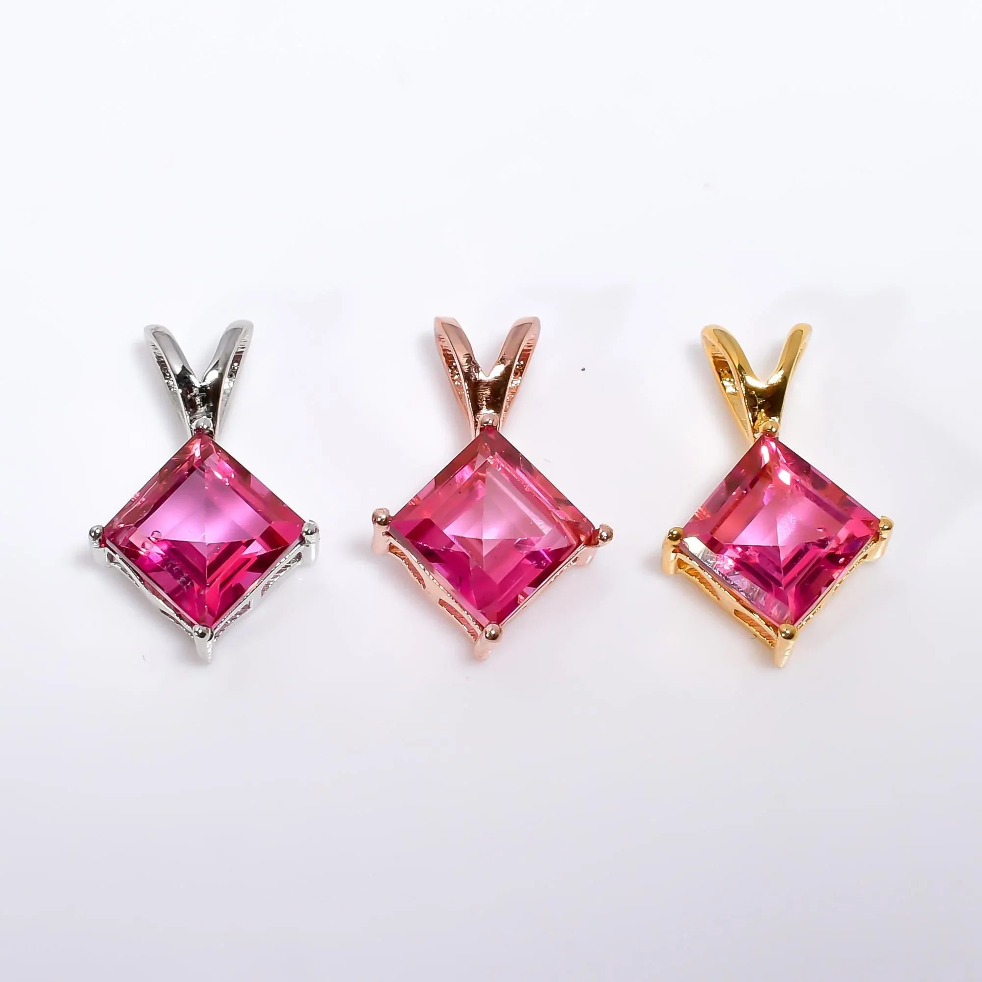 Handmade Pink Topaz Pendant: Square Faceted 925 Silver Jewelry - Himalya Quartz