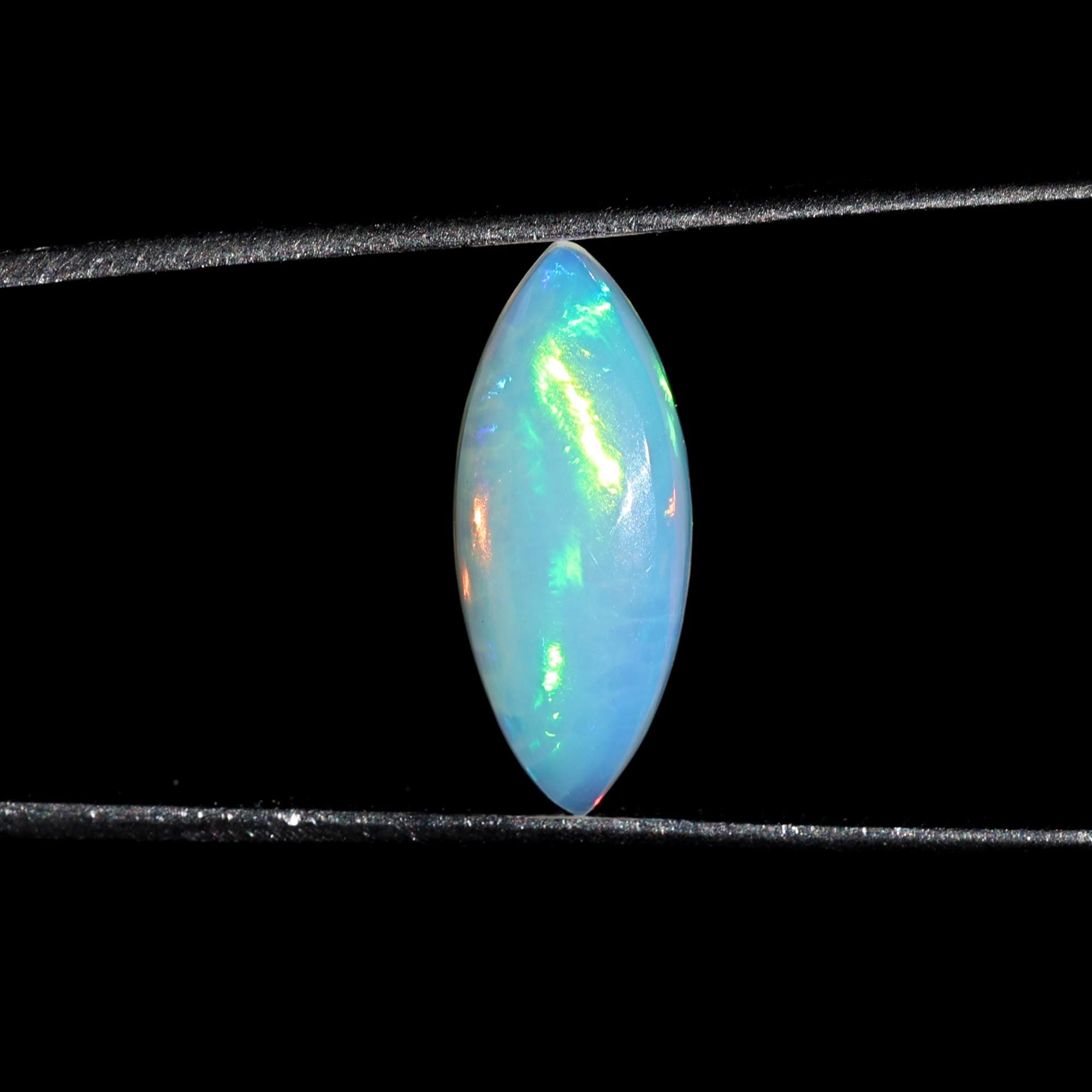 2.85 Carat White Ethiopian Fire Opal Gemstone: Marquise Cabochon Stone Making Jewelry